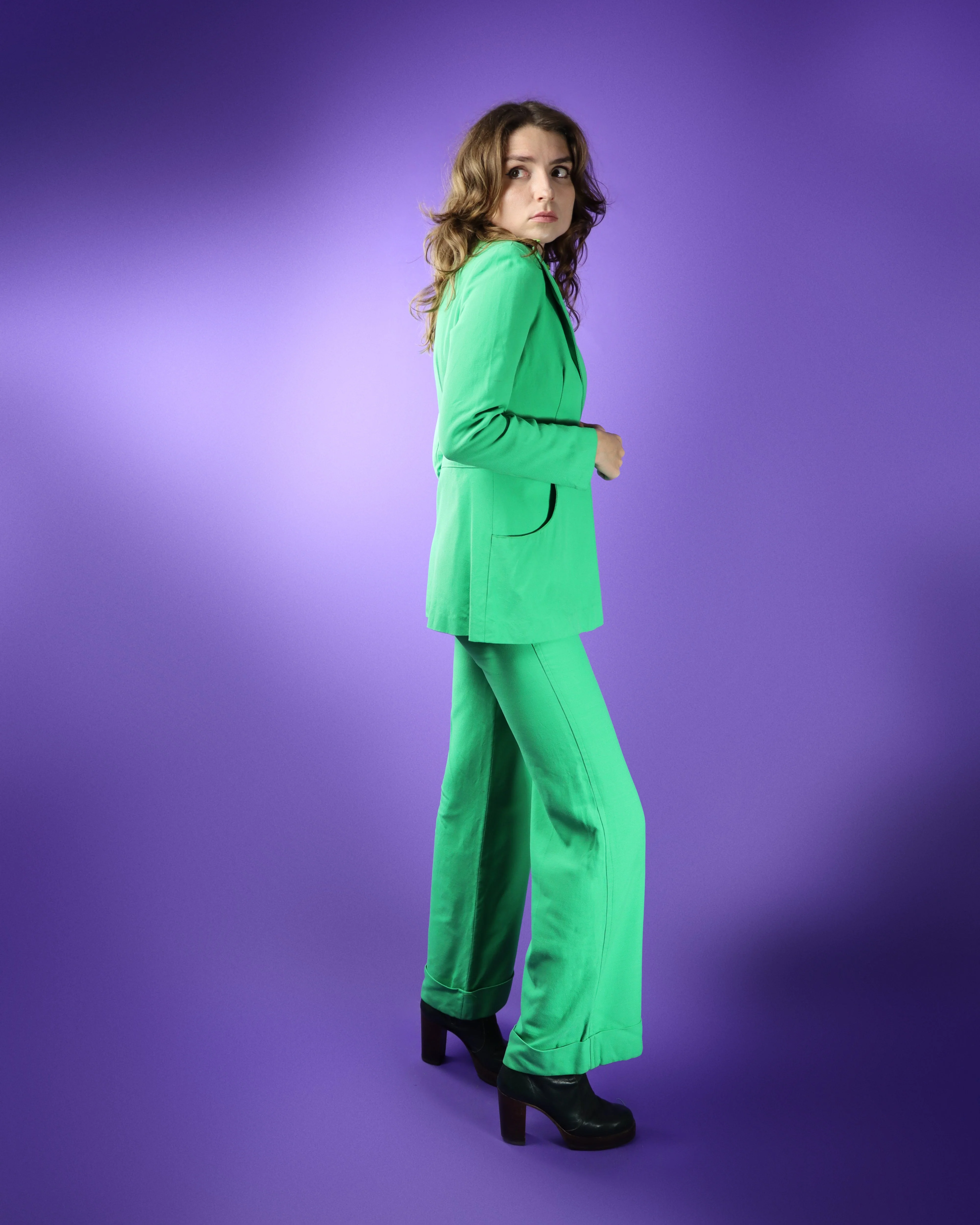 Vintage 1970s Green Suit with Turn Ups - Image 187