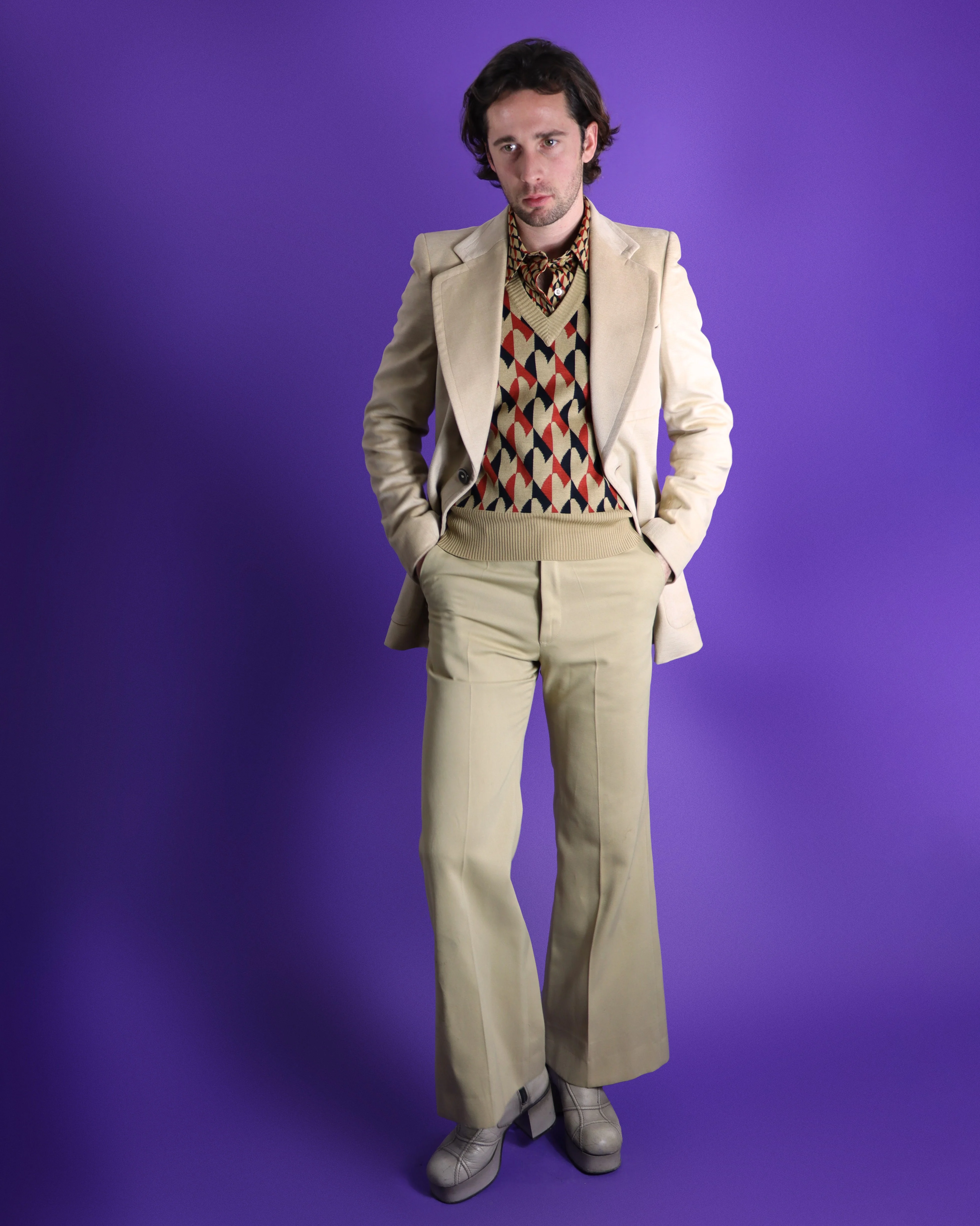 Vintage 1970s Italian Cream Velvet Blazer - Image 88