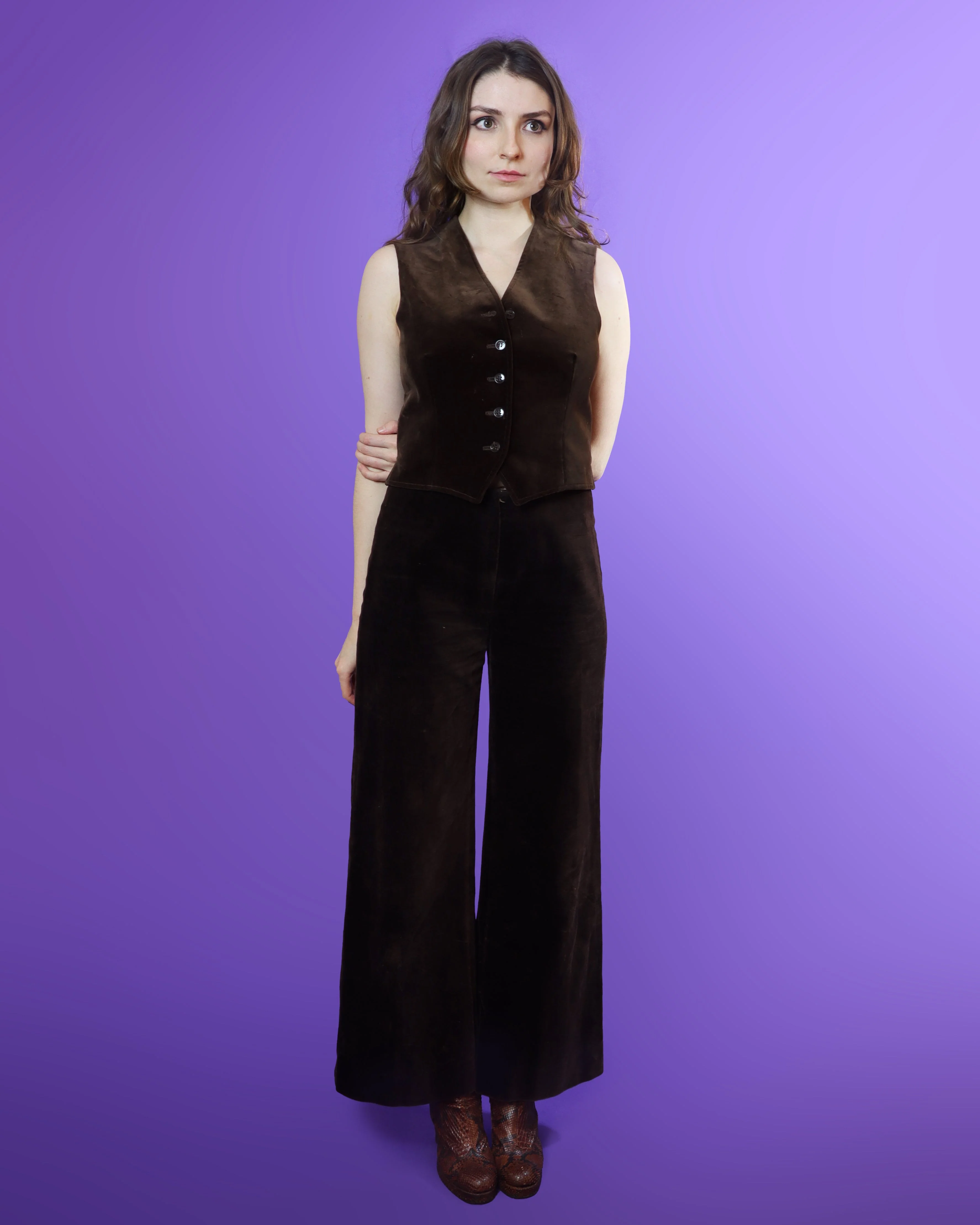 Vintage 1970s Jaeger Brown Velvet 3 Piece Suit - Image 26