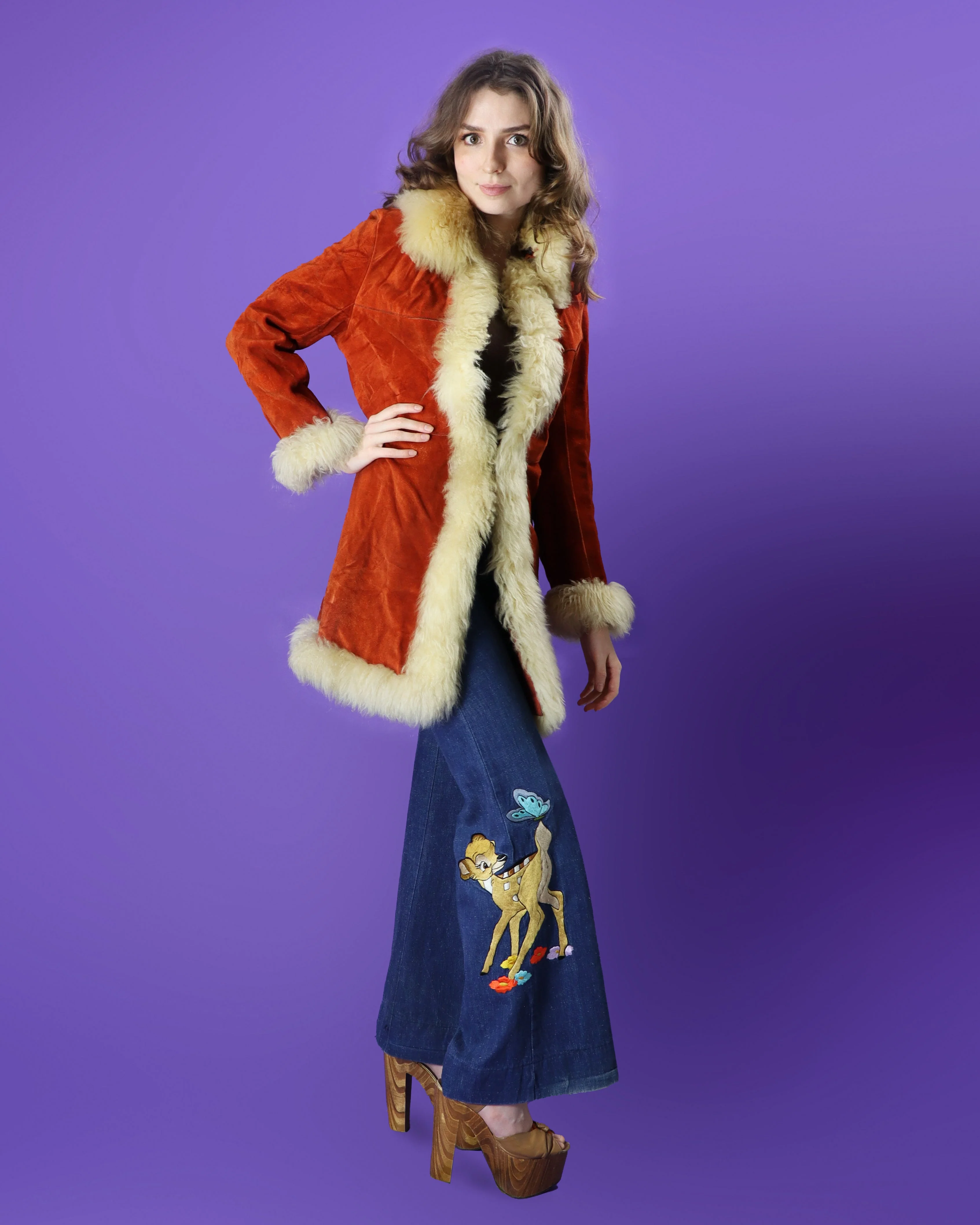 Vintage 1970s Penny Lane Afghan Burnt Orange Suede Coat - Image 176