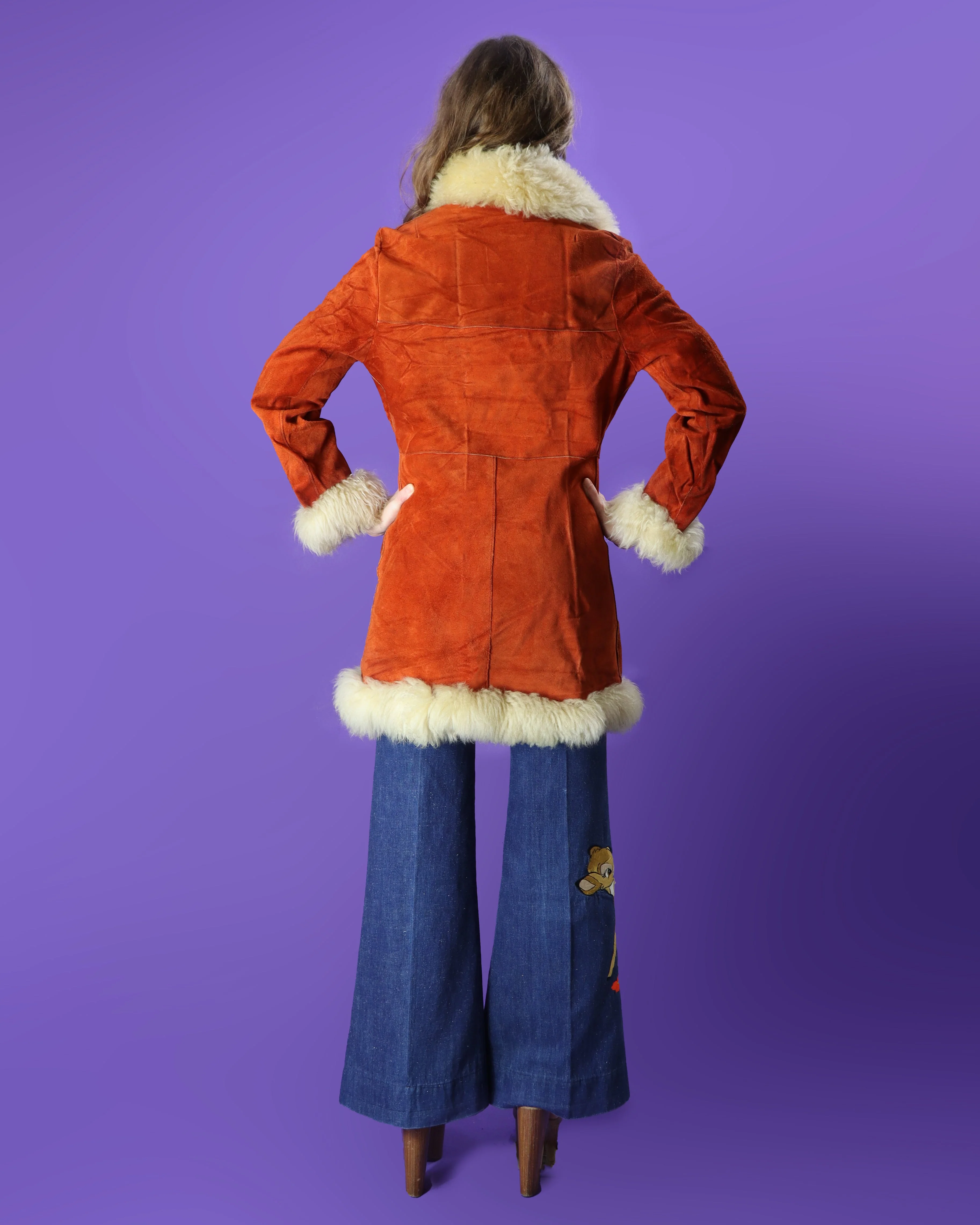 Vintage 1970s Penny Lane Afghan Burnt Orange Suede Coat - Image 212