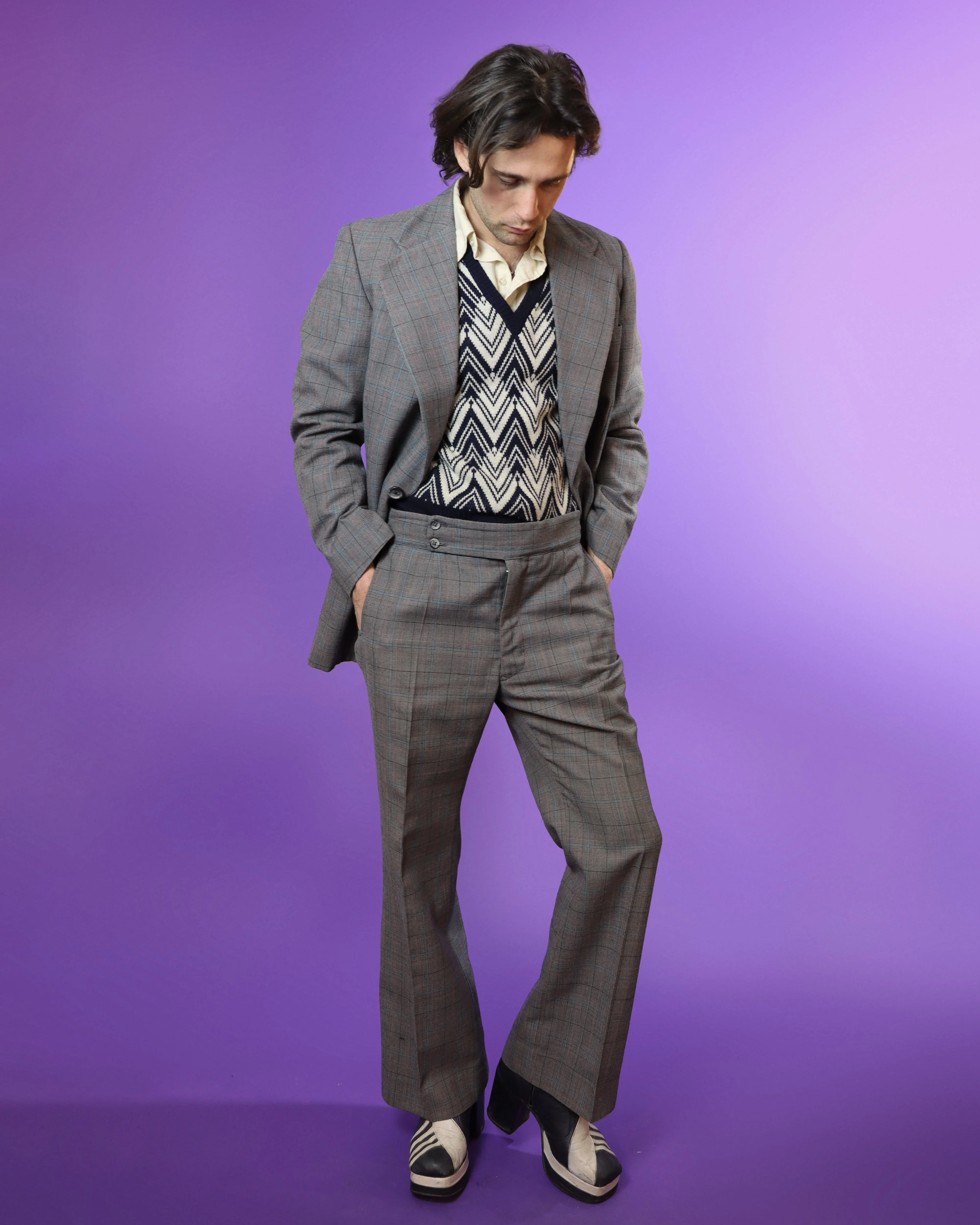 Vintage 1970s Plaid Tailored Suit - Image 105