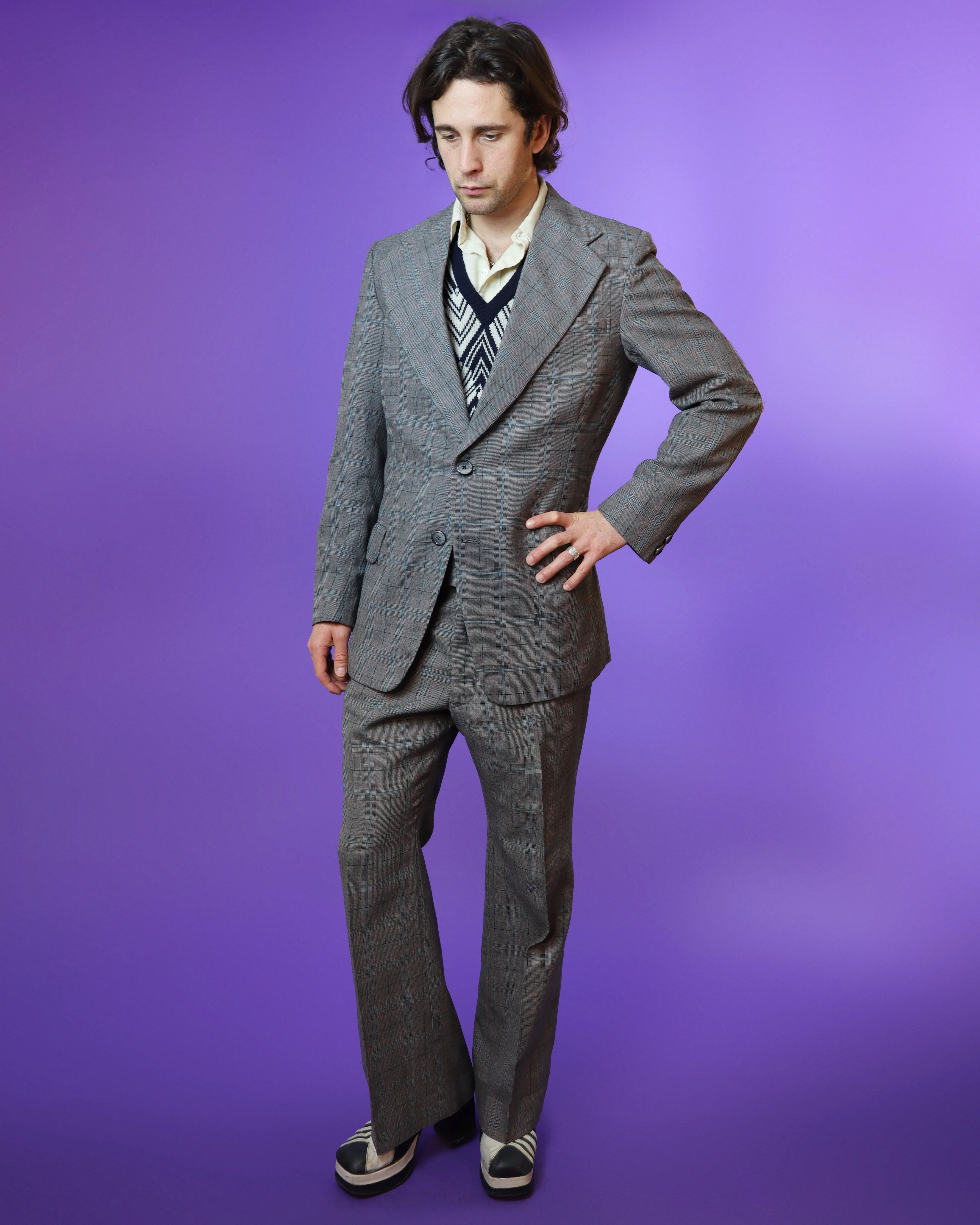 Vintage 1970s Plaid Tailored Suit - Image 110