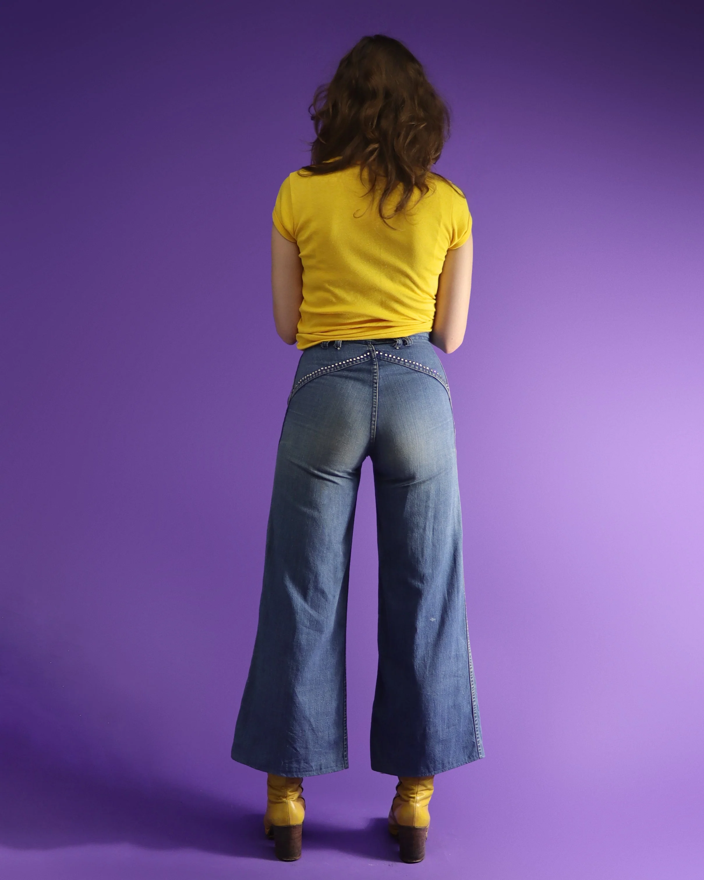 Vintage 1970s Rhinestone Studded Jeans - Image 17