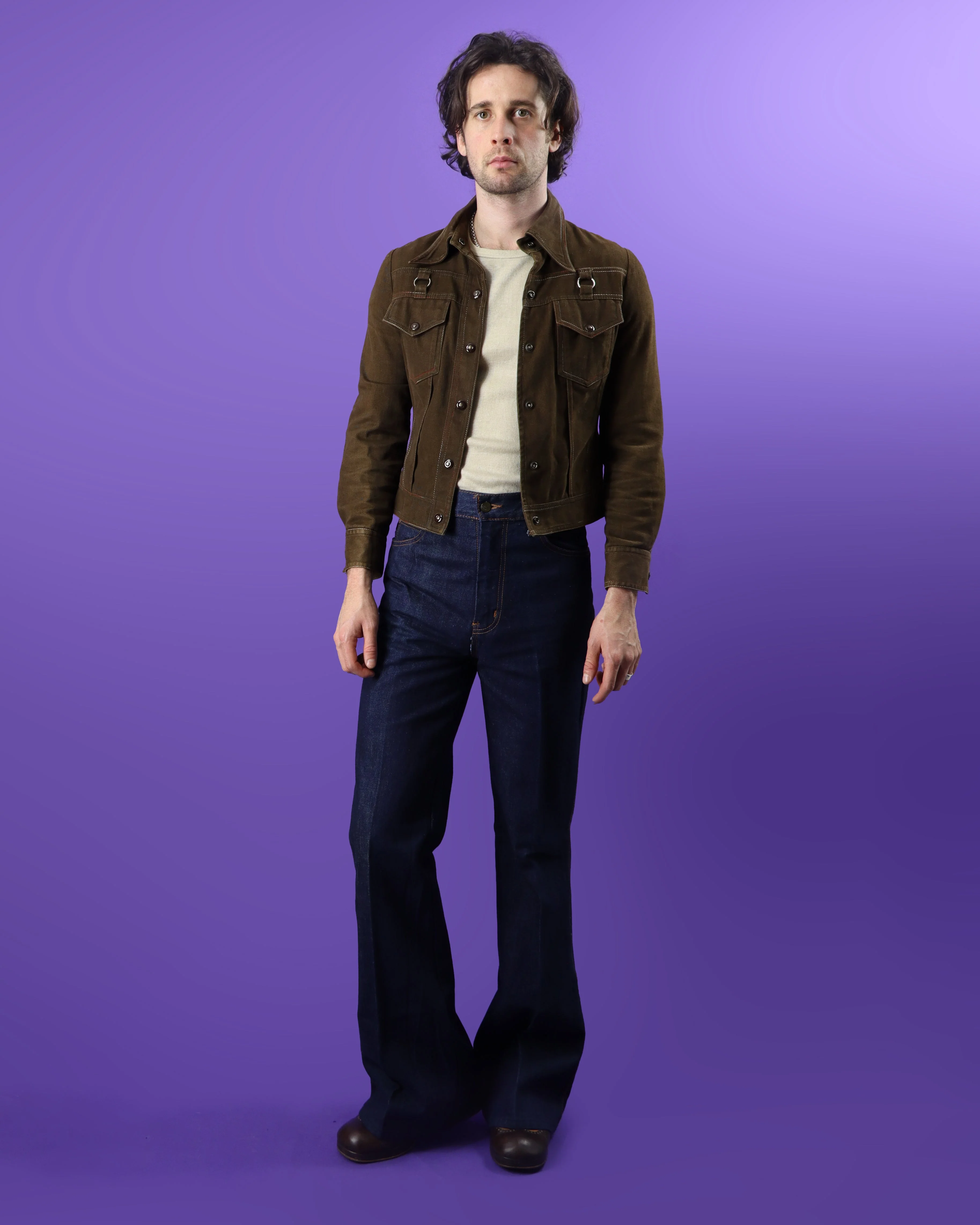Vintage 1970s Roncelli Hand Painted Brown Denim Jacket - Image 152