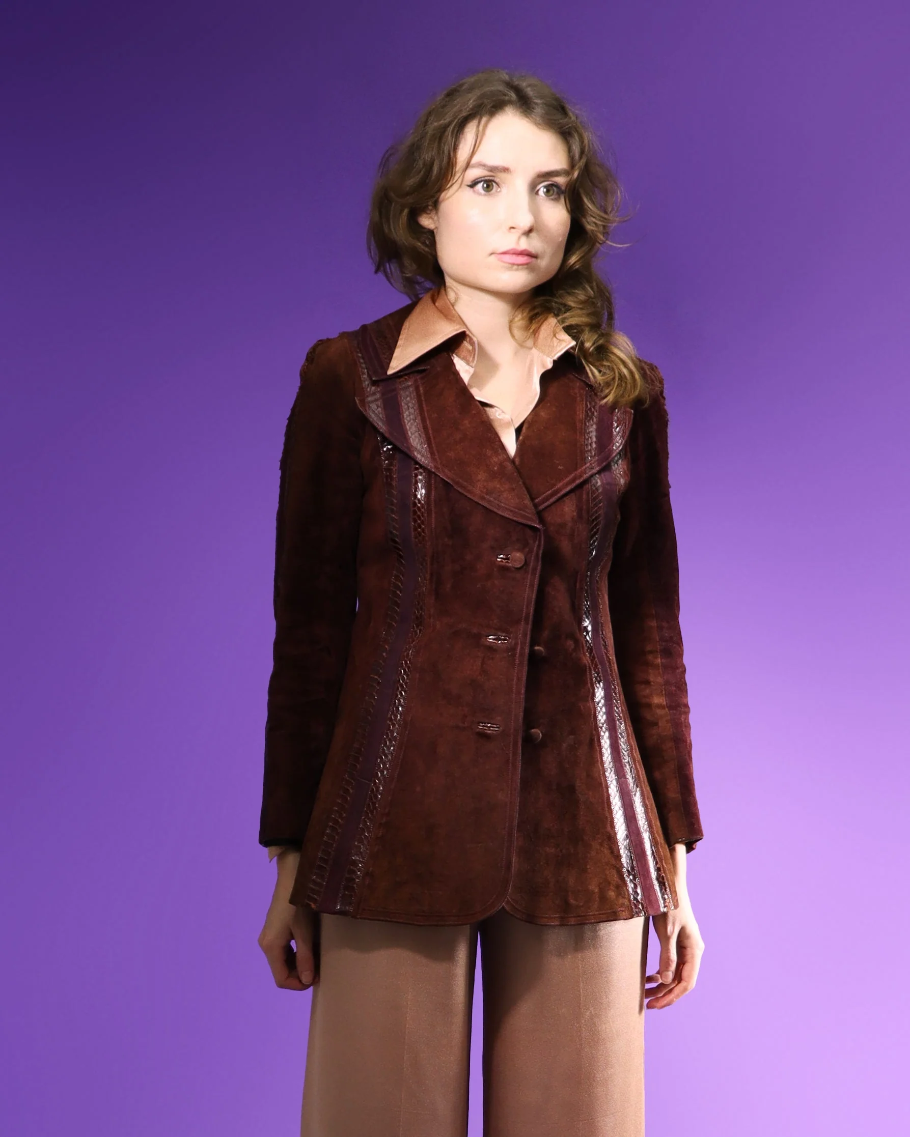 Vintage 1970s Suede Jacket with Snakeskin Stripes - Image 31
