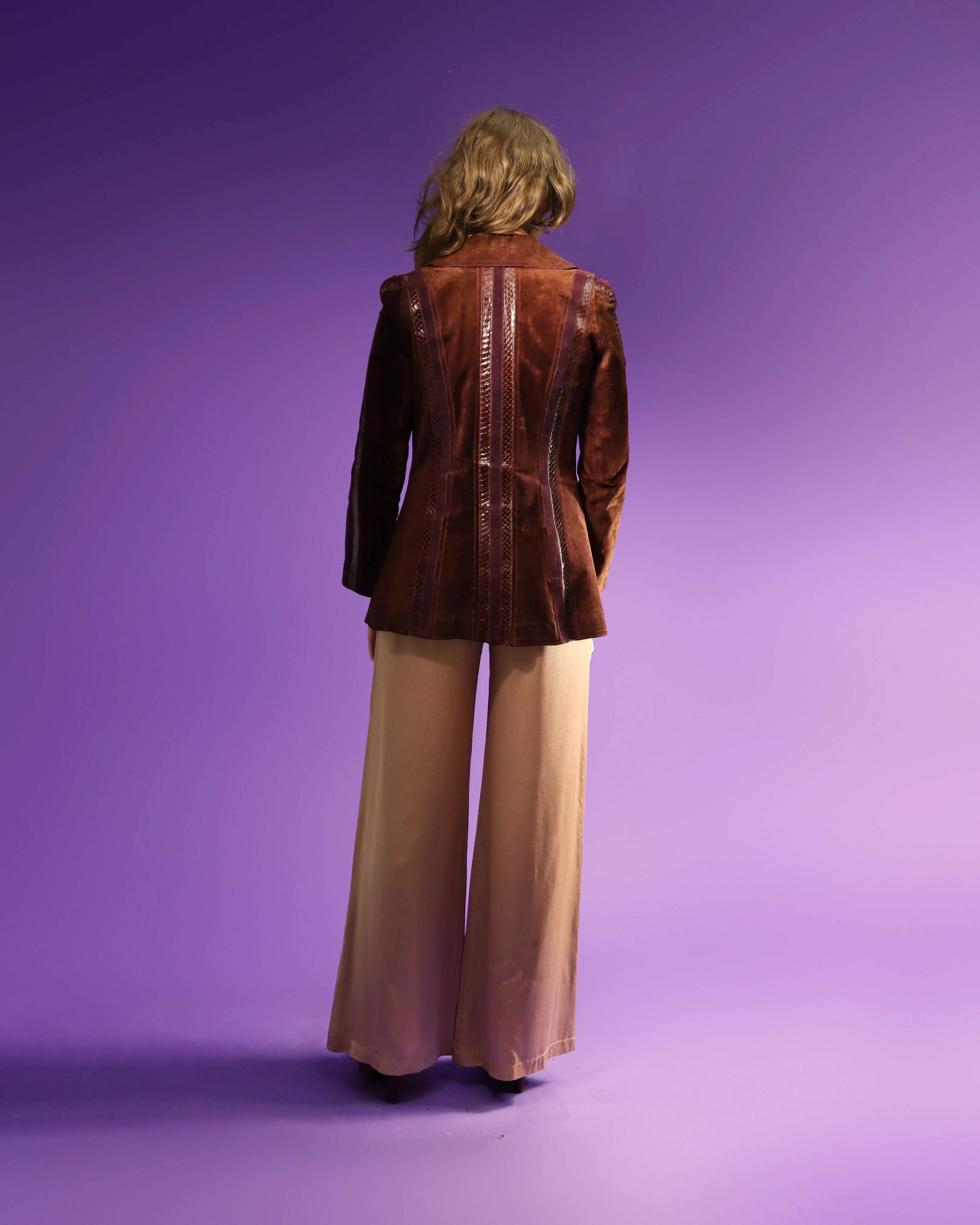 Vintage 1970s Suede Jacket with Snakeskin Stripes - Image 90