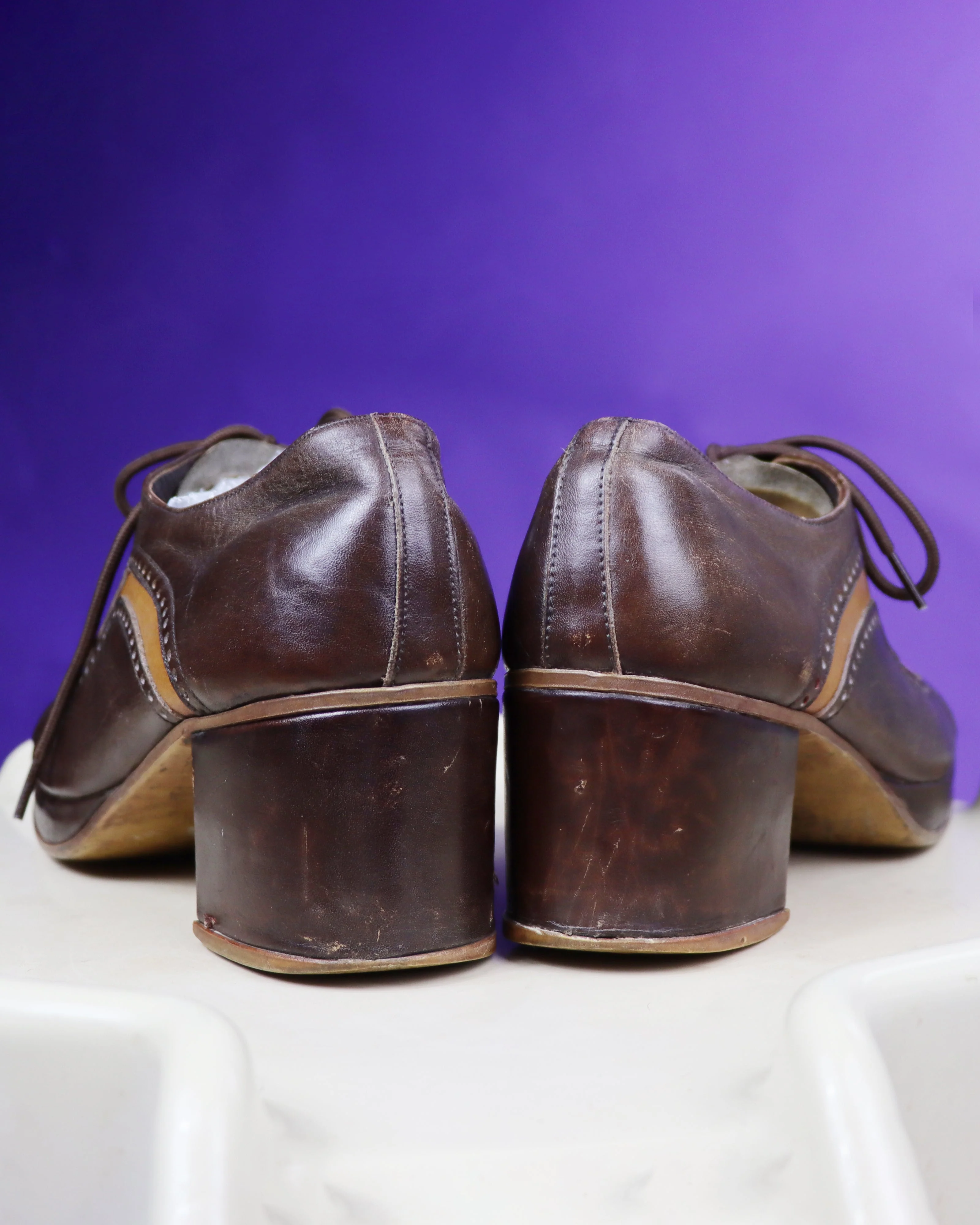 Vintage 1970s Two Tone Brogue Platform Shoes - Image 138
