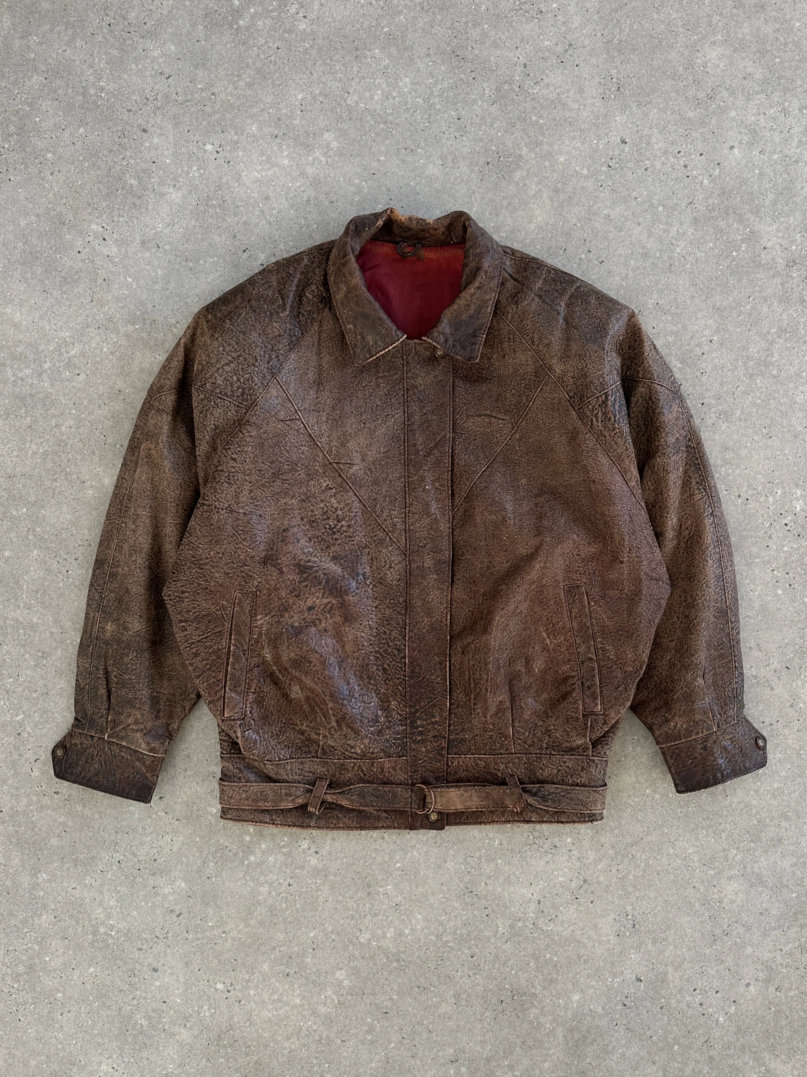 Vintage 1980s Aged Leather Jacket - S - Image 24
