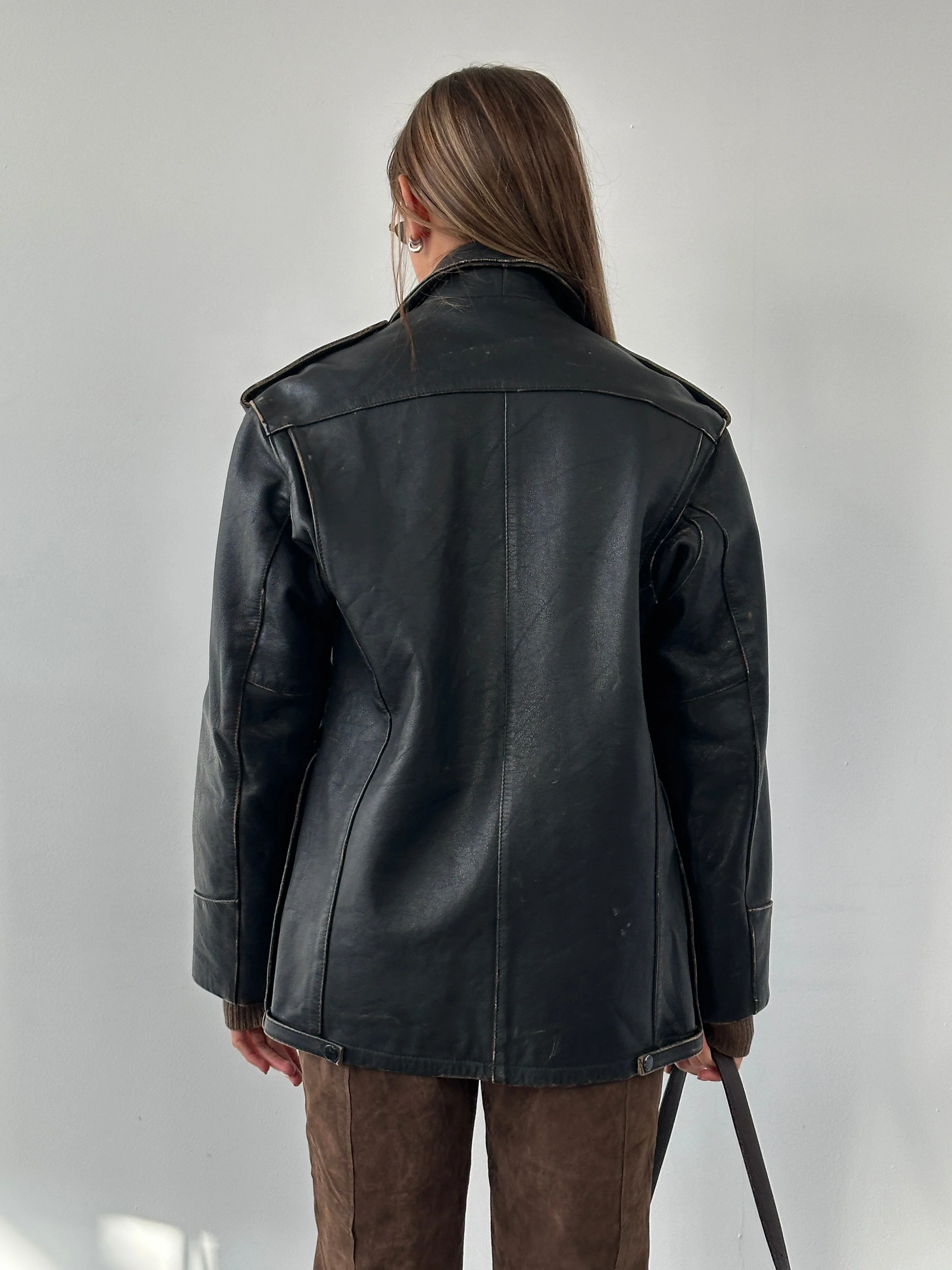 Vintage 1990s Aged Leather Jacket - M/L - Image 7