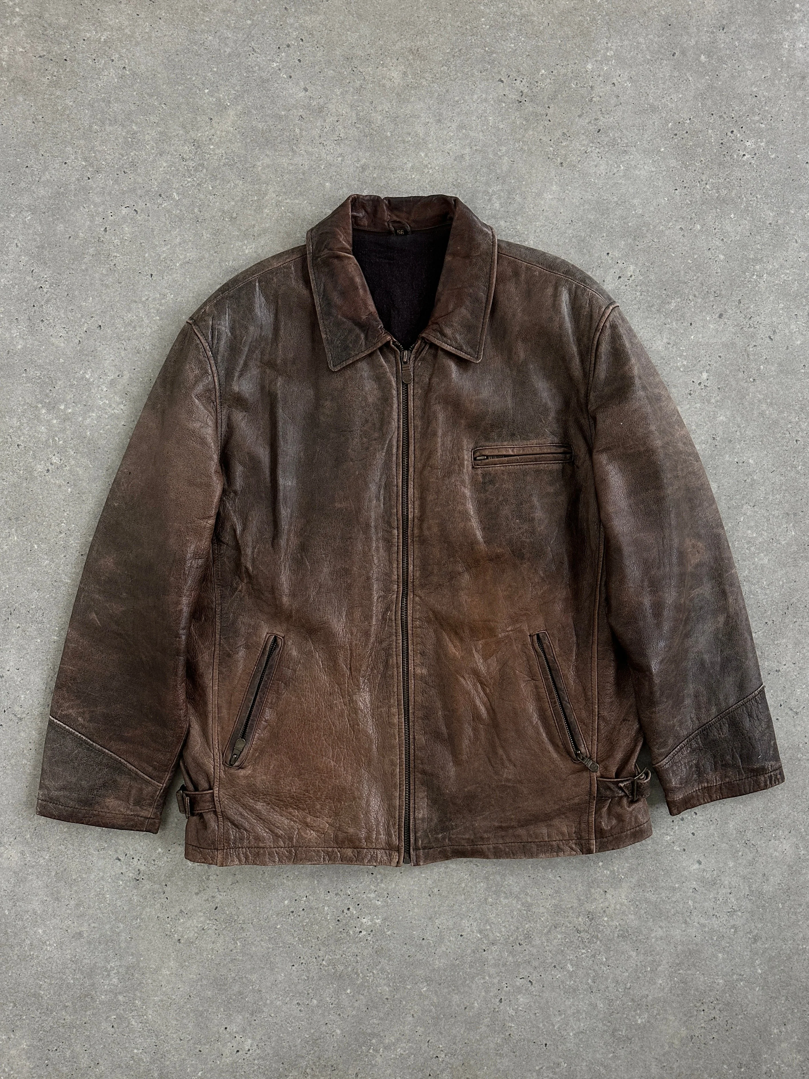 Vintage 1990s Aged Leather Jacket - XL - Image 37