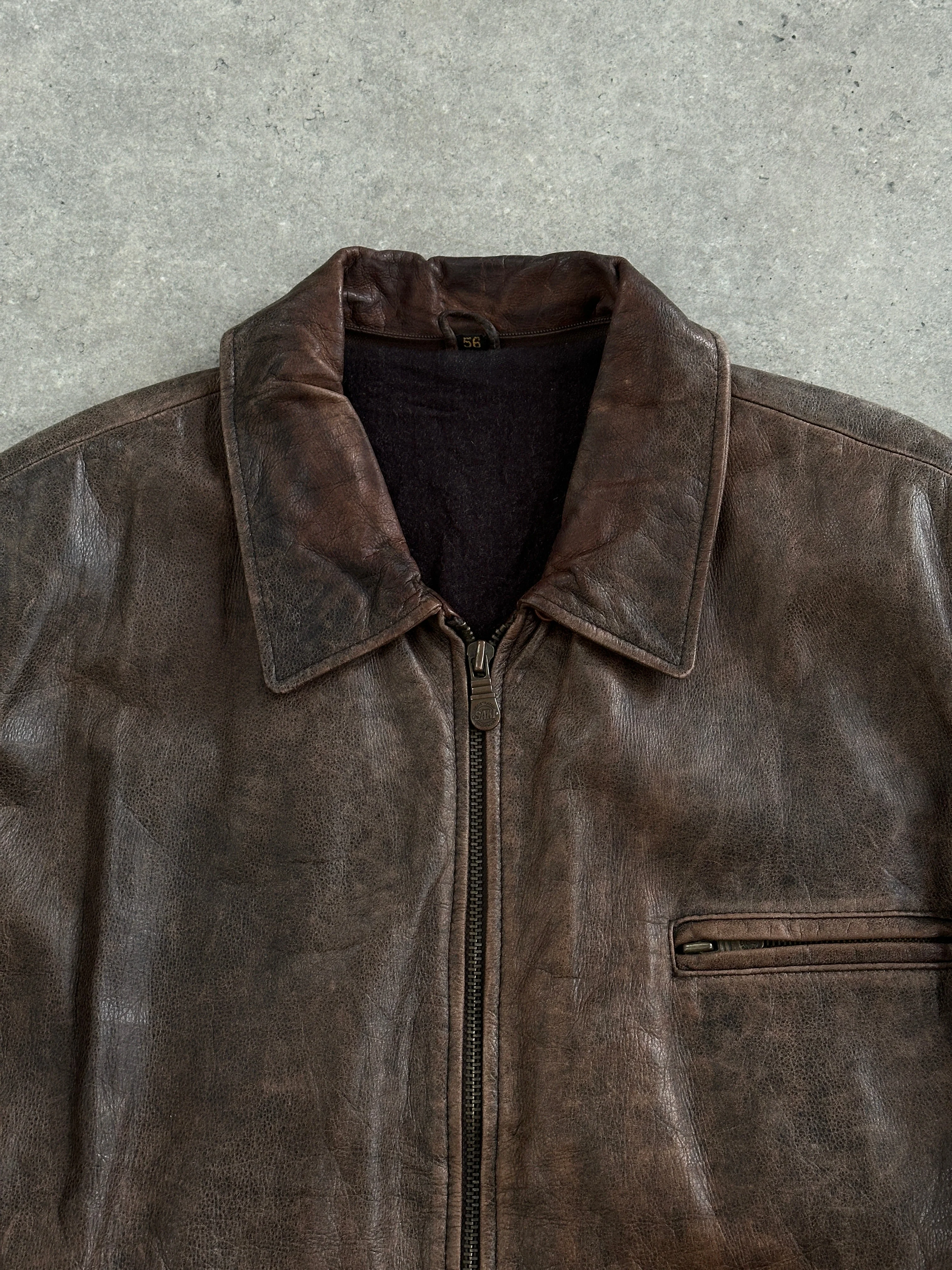 Vintage 1990s Aged Leather Jacket - XL - Image 44