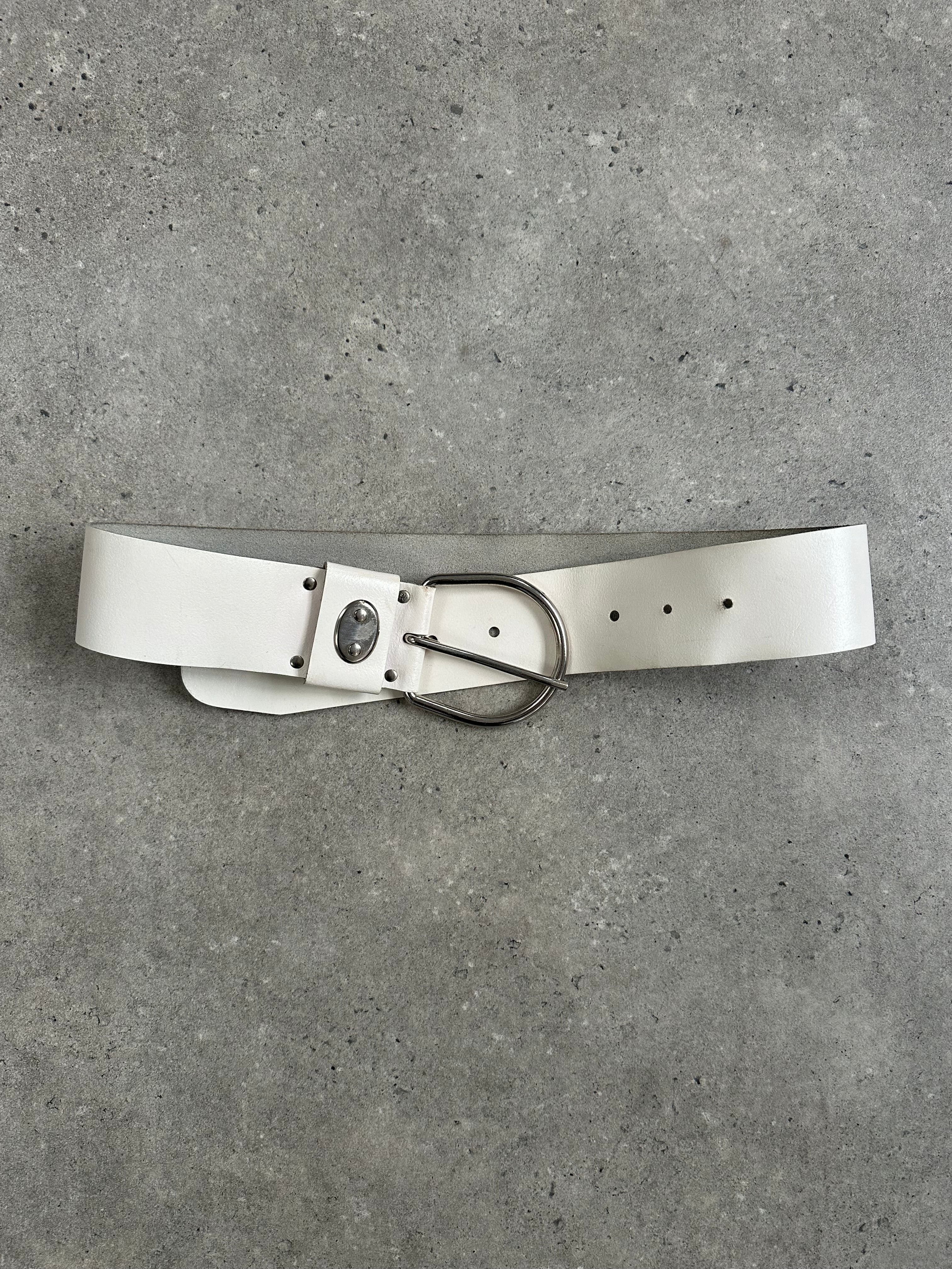 Vintage 1990s Chrome Chunky Leather Belt - W27-34 - Image 10