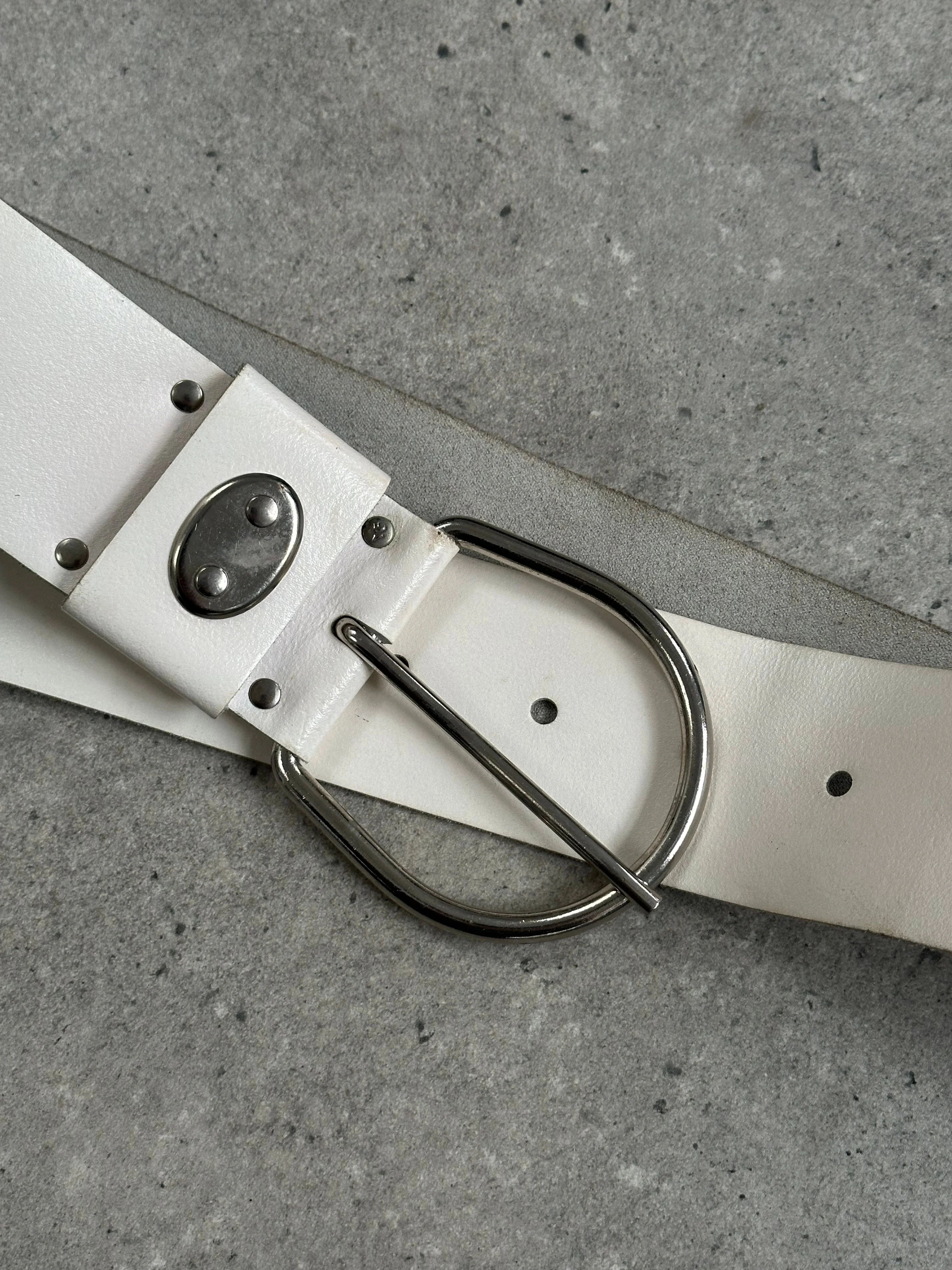 Vintage 1990s Chrome Chunky Leather Belt - W27-34 - Image 11