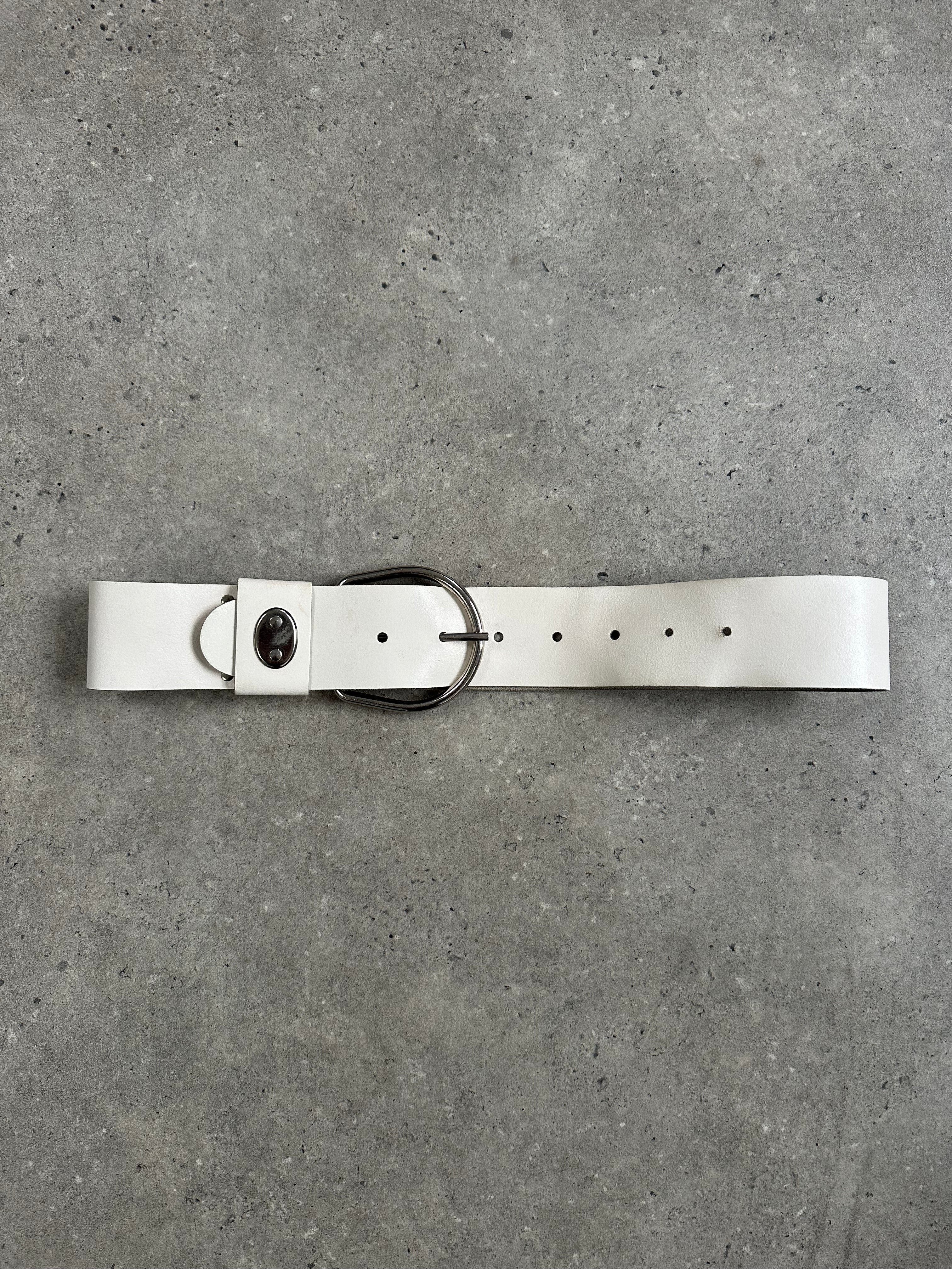 Vintage 1990s Chrome Chunky Leather Belt - W27-34 - Image 6