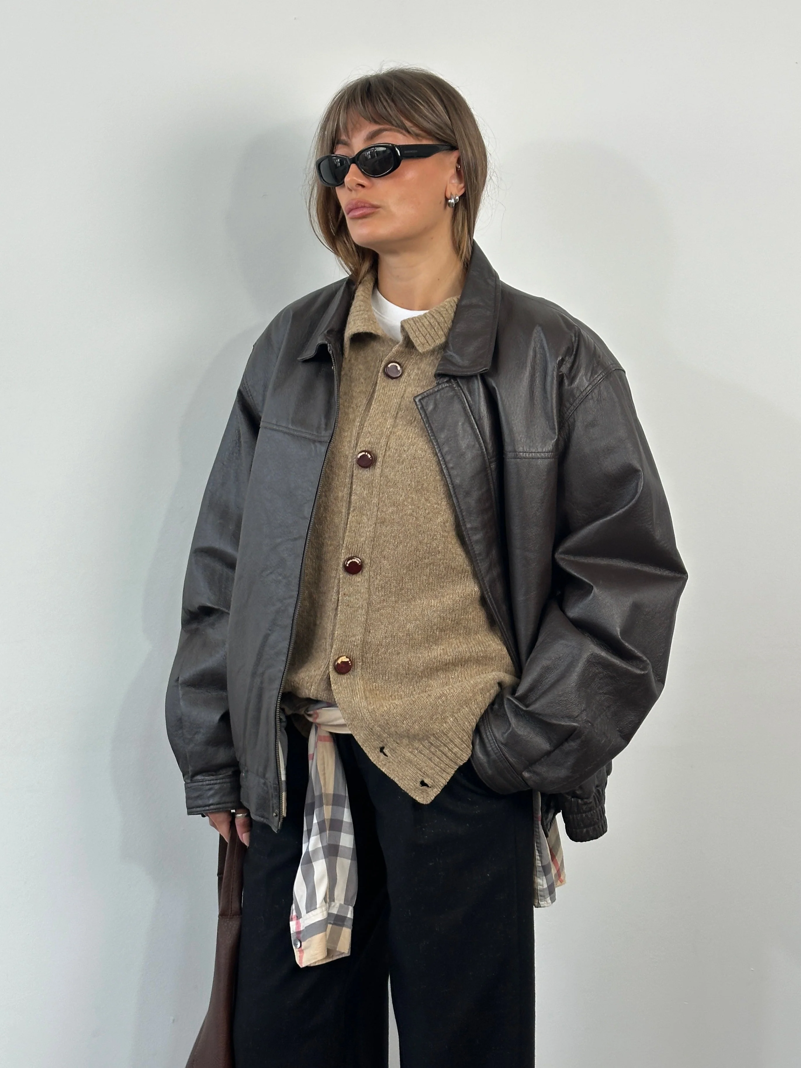 Vintage 1990s Concealed Placket Leather Bomber Jacket - XL/XXL - Image 21