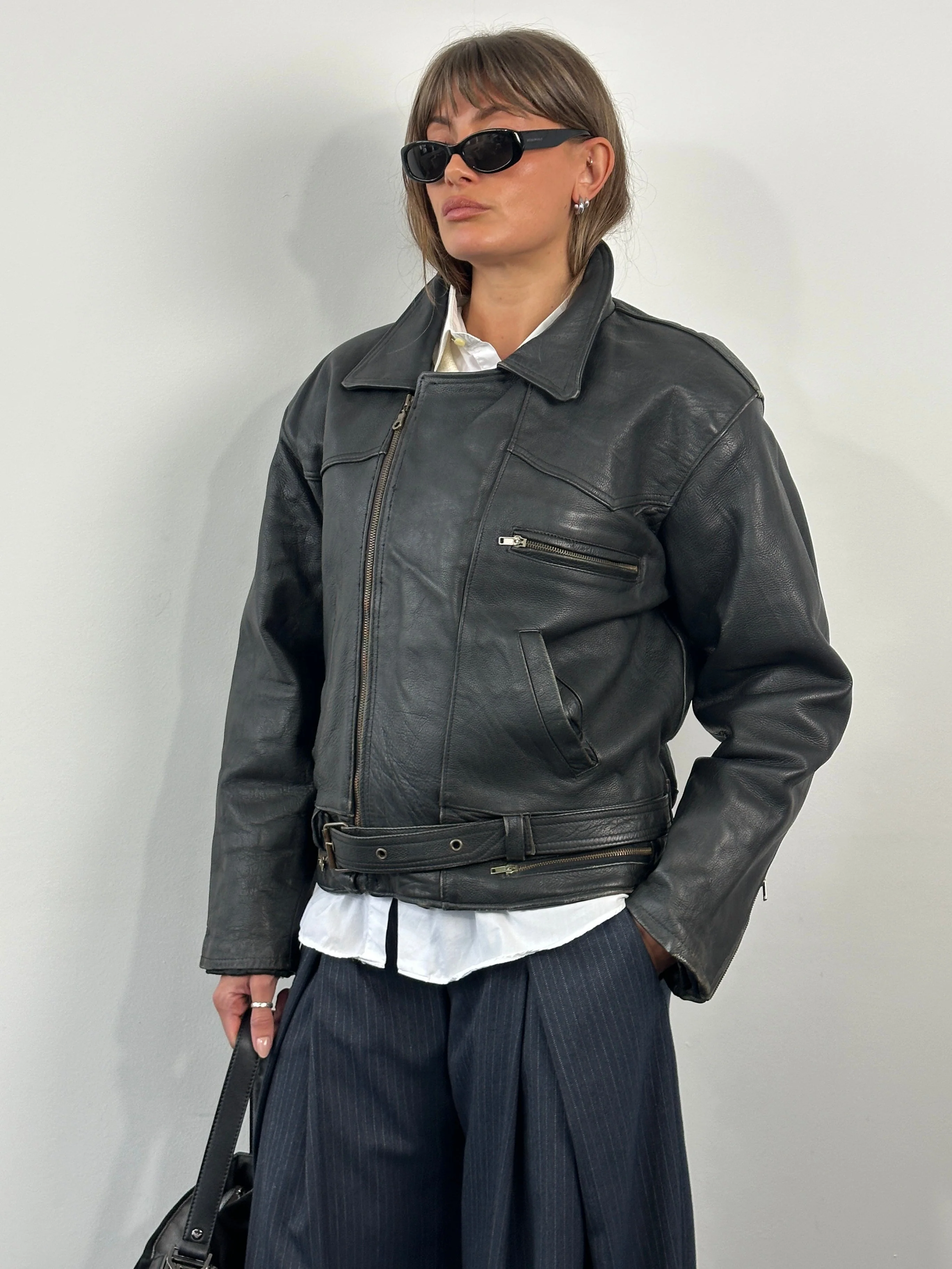 Vintage 1990s Leather Biker Jacket - M - Image 14