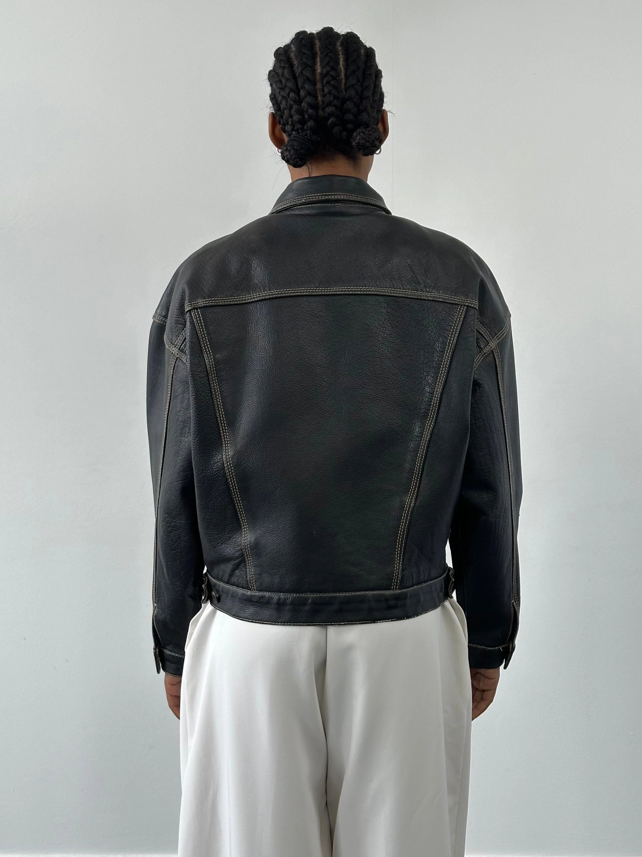 Vintage 1990s Leather Boxy Jacket - M/L - Image 14