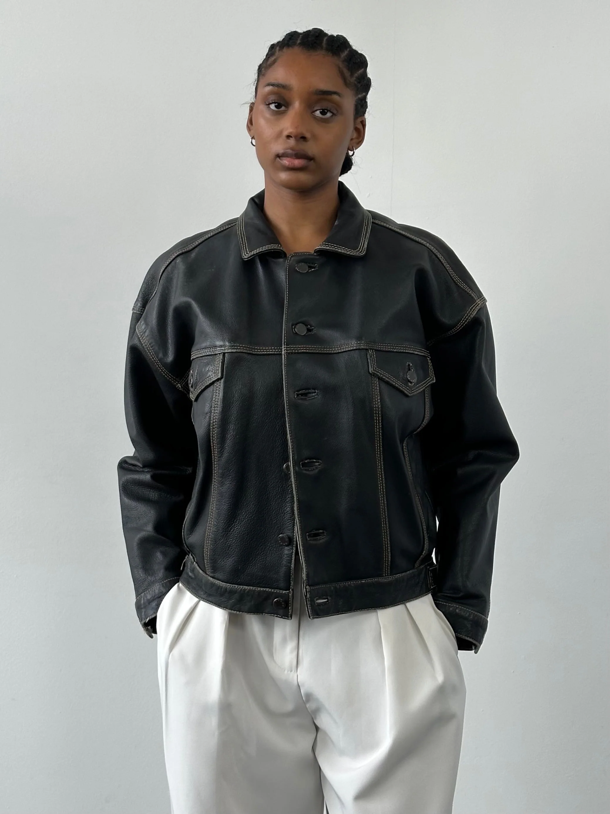 Vintage 1990s Leather Boxy Jacket - M/L - Image 19