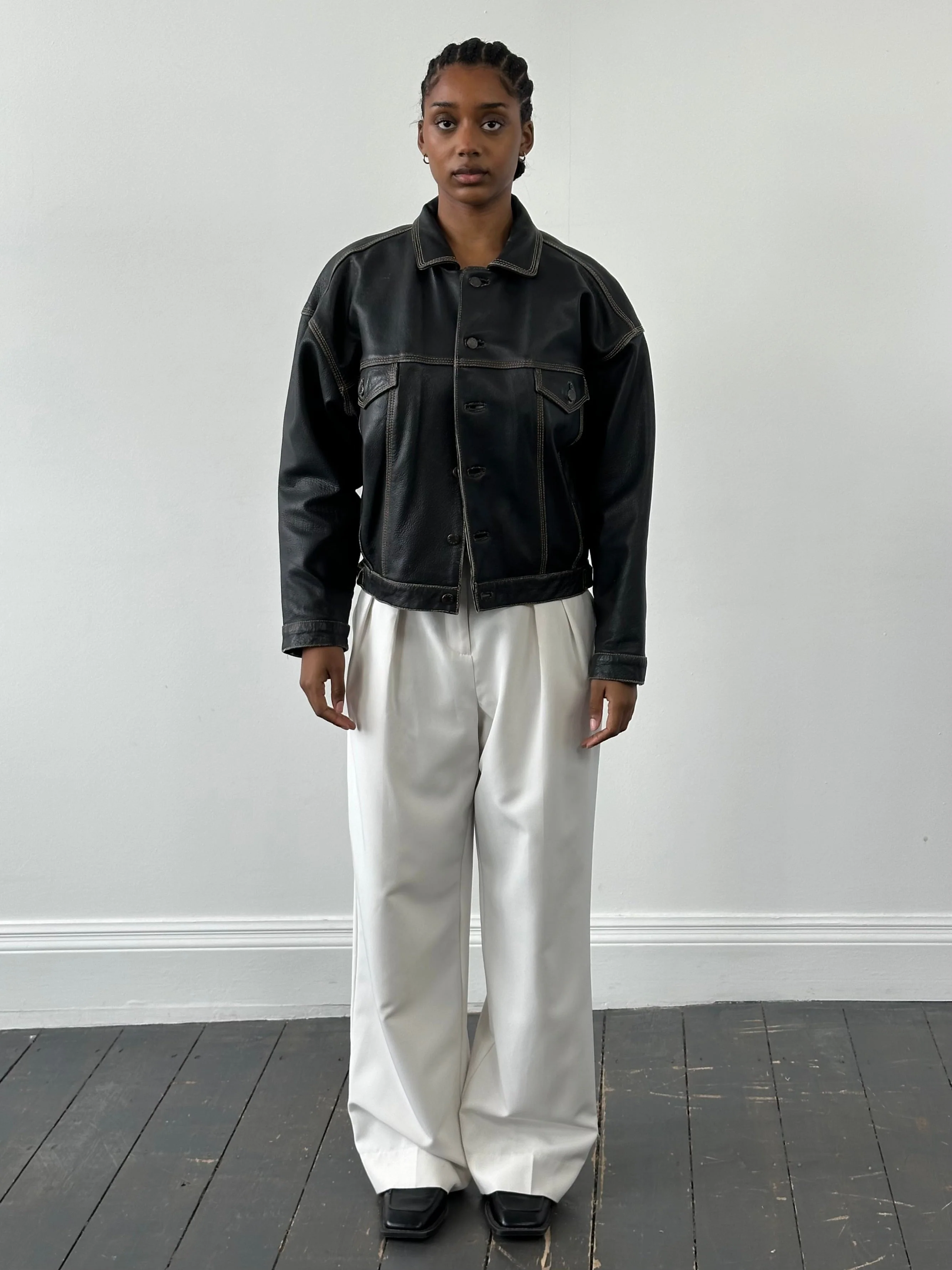 Vintage 1990s Leather Boxy Jacket - M/L - Image 2