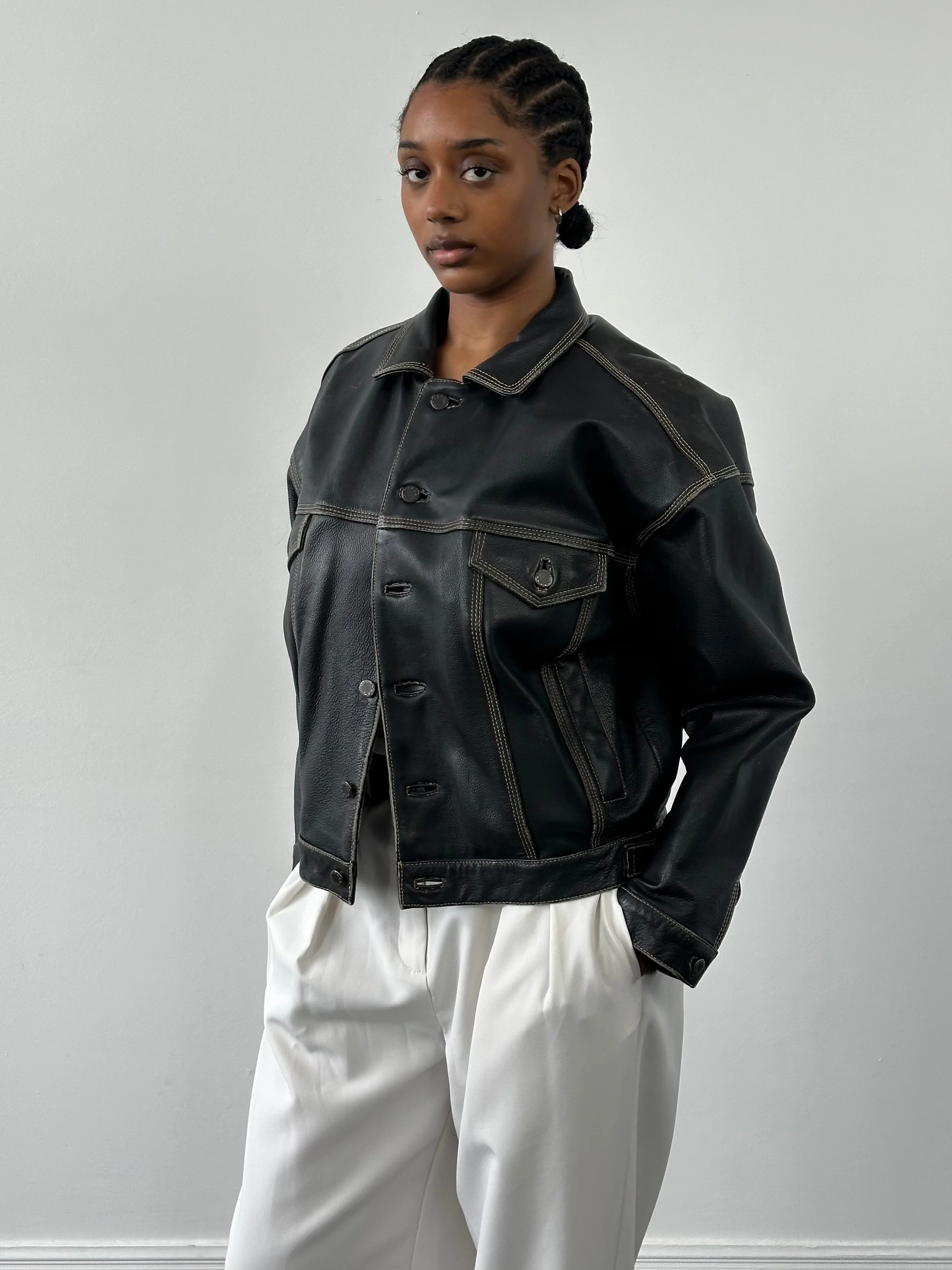 Vintage 1990s Leather Boxy Jacket - M/L - Image 22