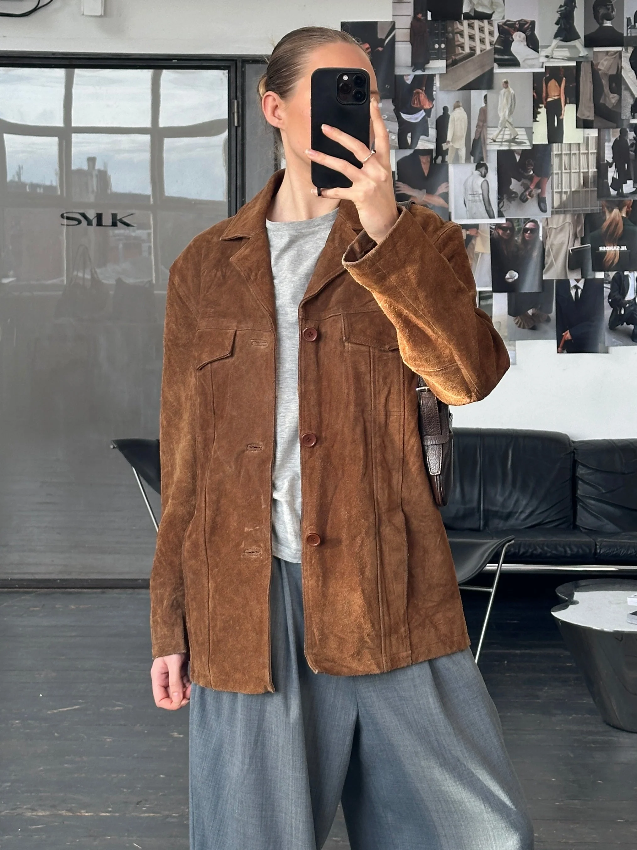 Vintage 1990s Suede Leather Jacket - L - Image 23