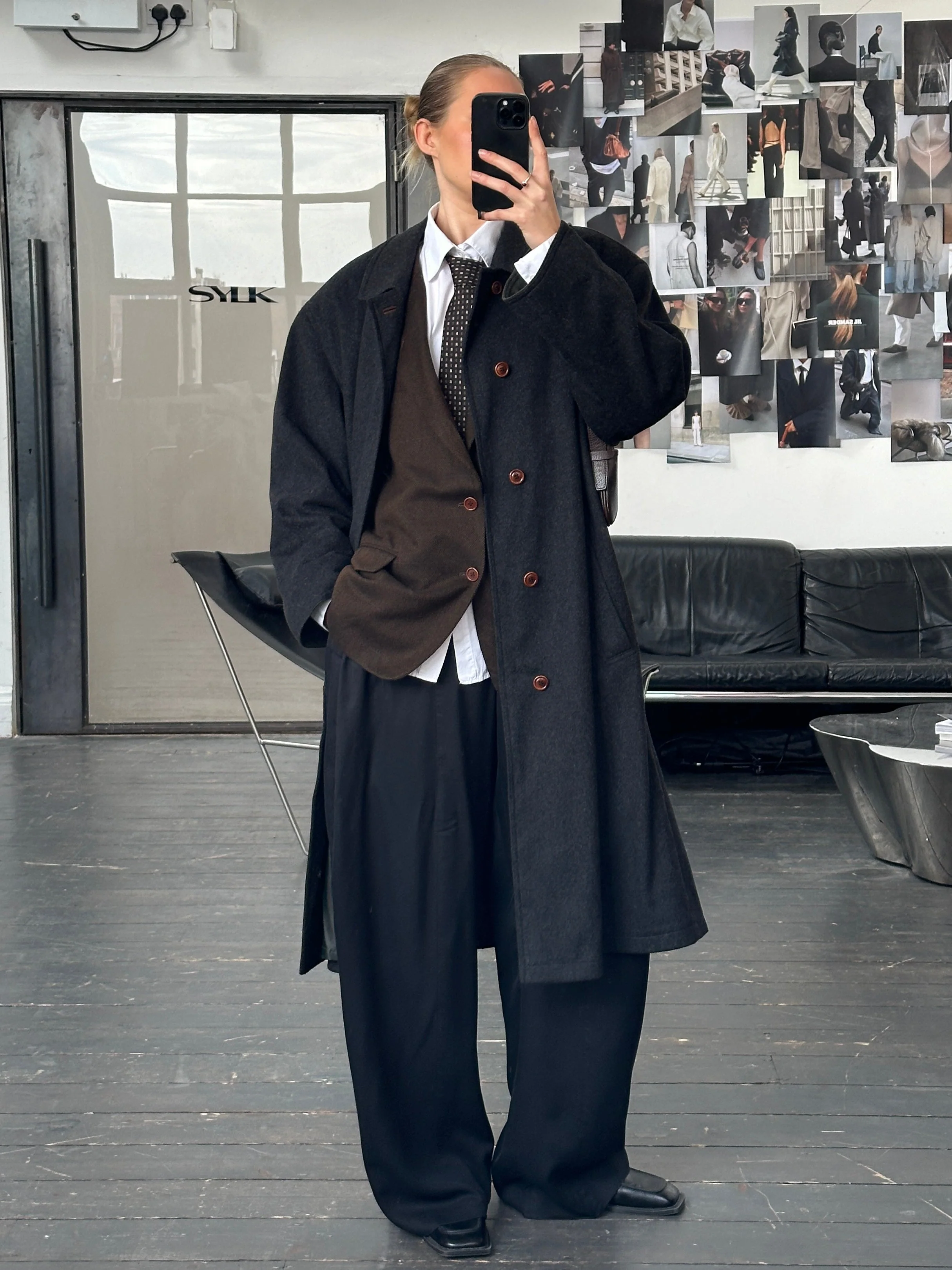 Vintage 1990s Wool Cashmere Concealed Placket Coat - XL - Image 33