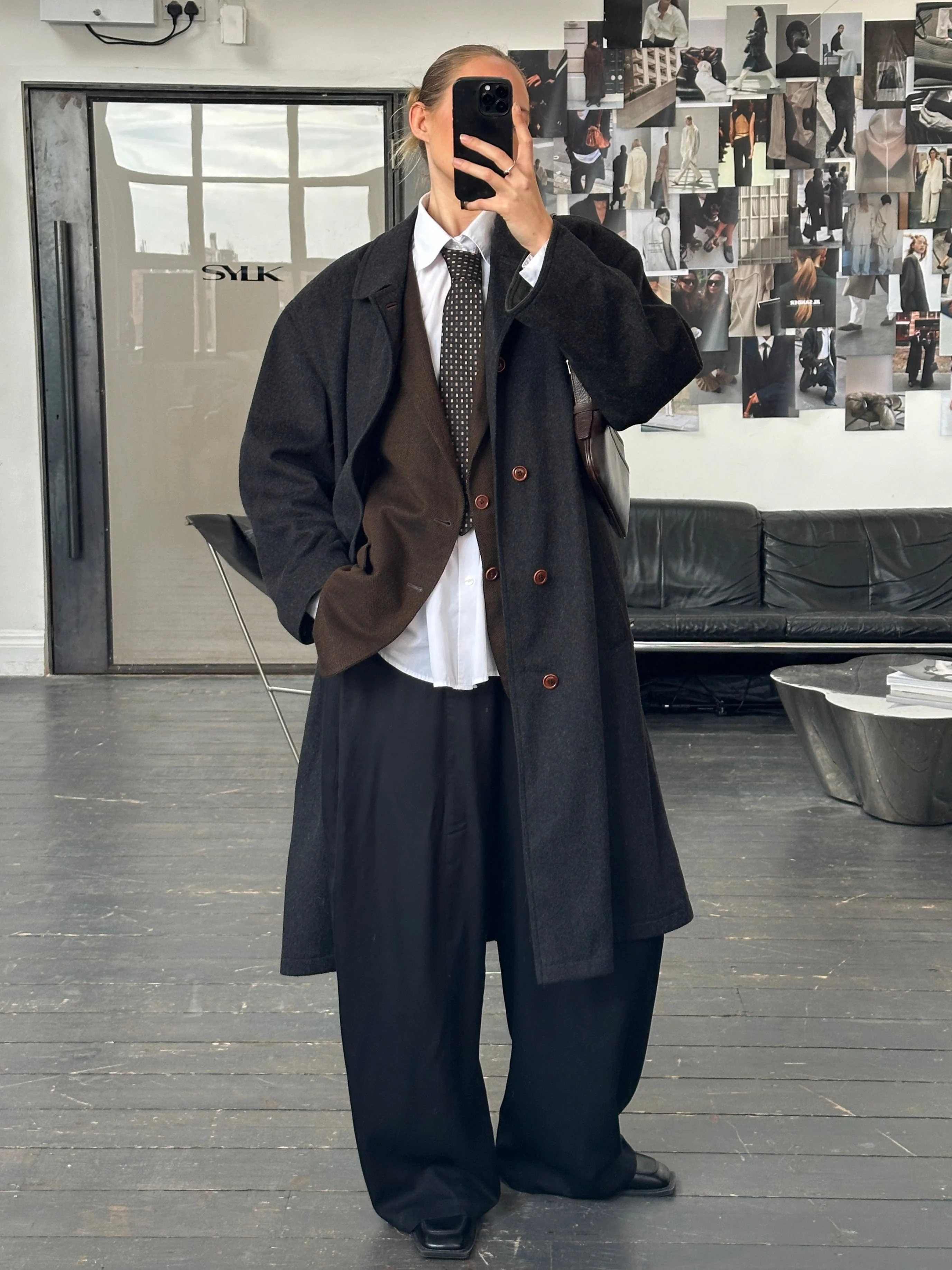 Vintage 1990s Wool Cashmere Concealed Placket Coat - XL - Image 9
