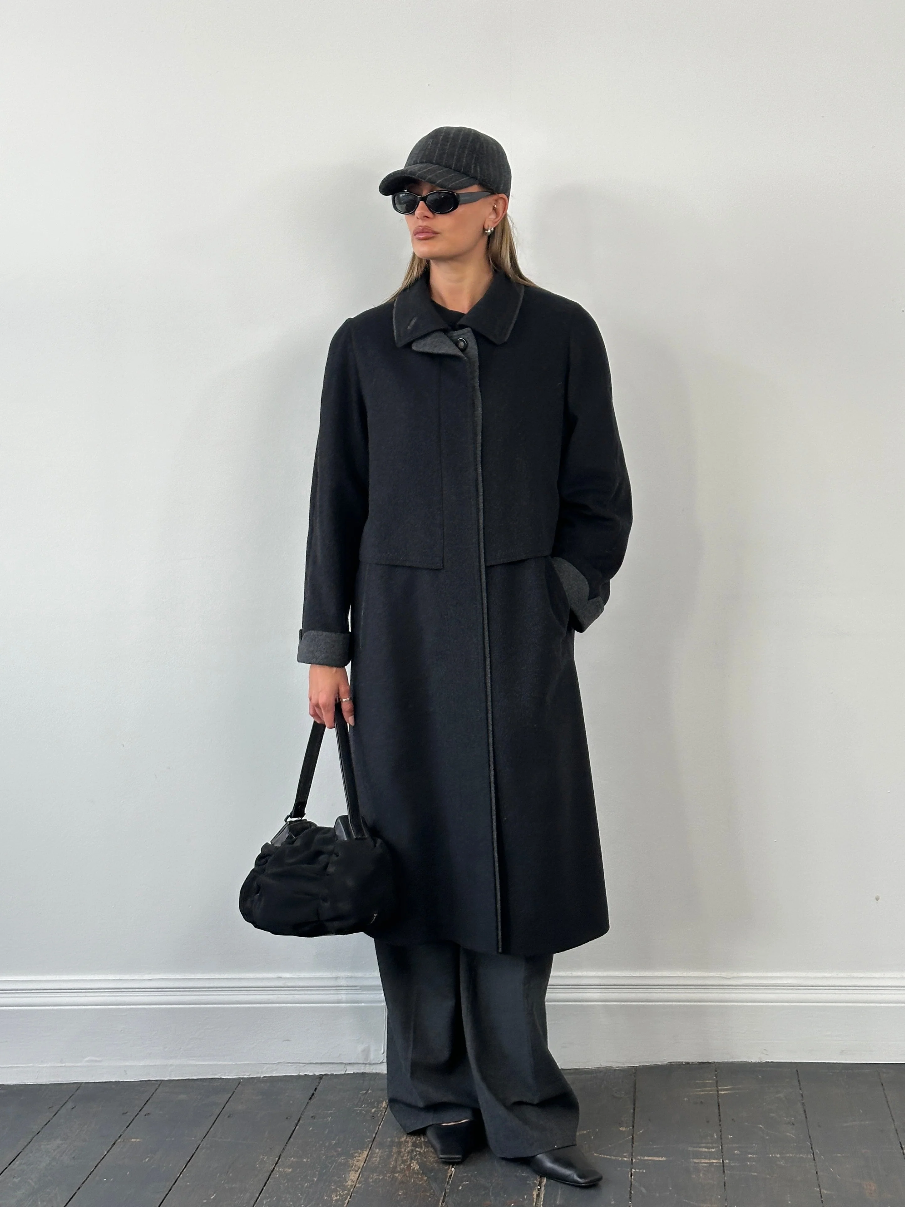 Vintage 1990s Wool Concealed Placket Coat - L - Image 9