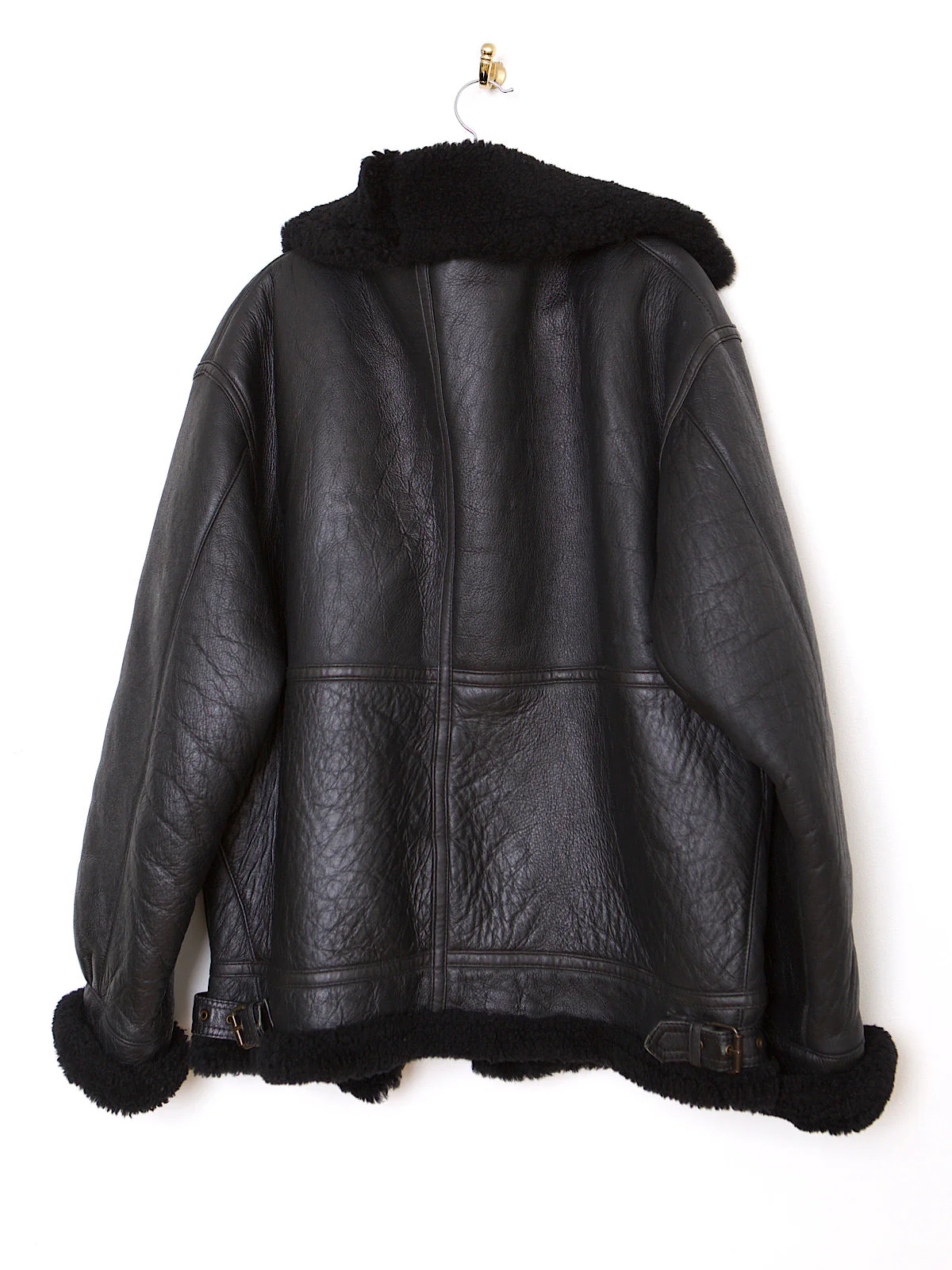 VINTAGE BLACK LEATHER SHEARLING FLYING JACKET - Image 11