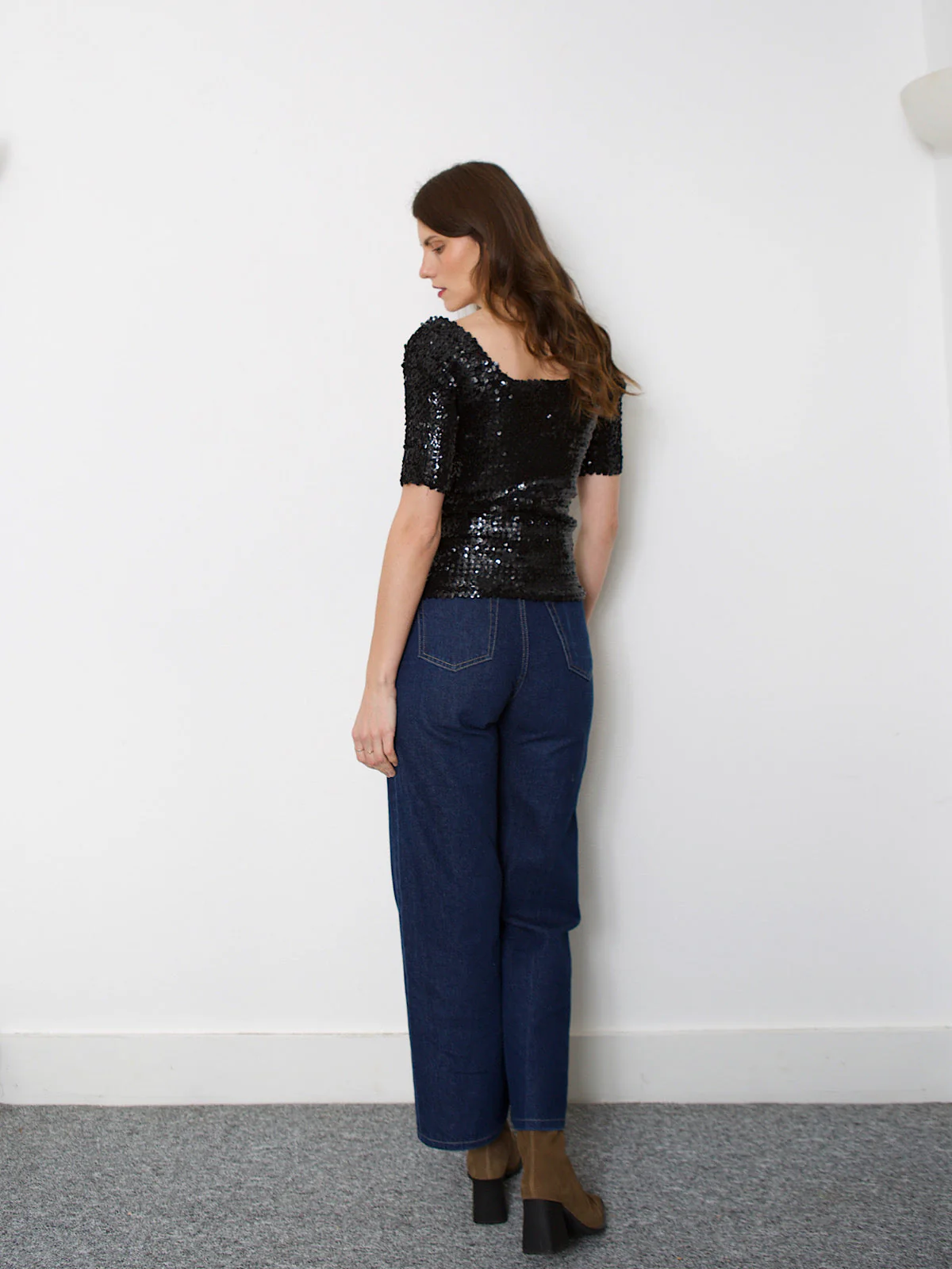Vintage black sequins top short sleeves - Image 5