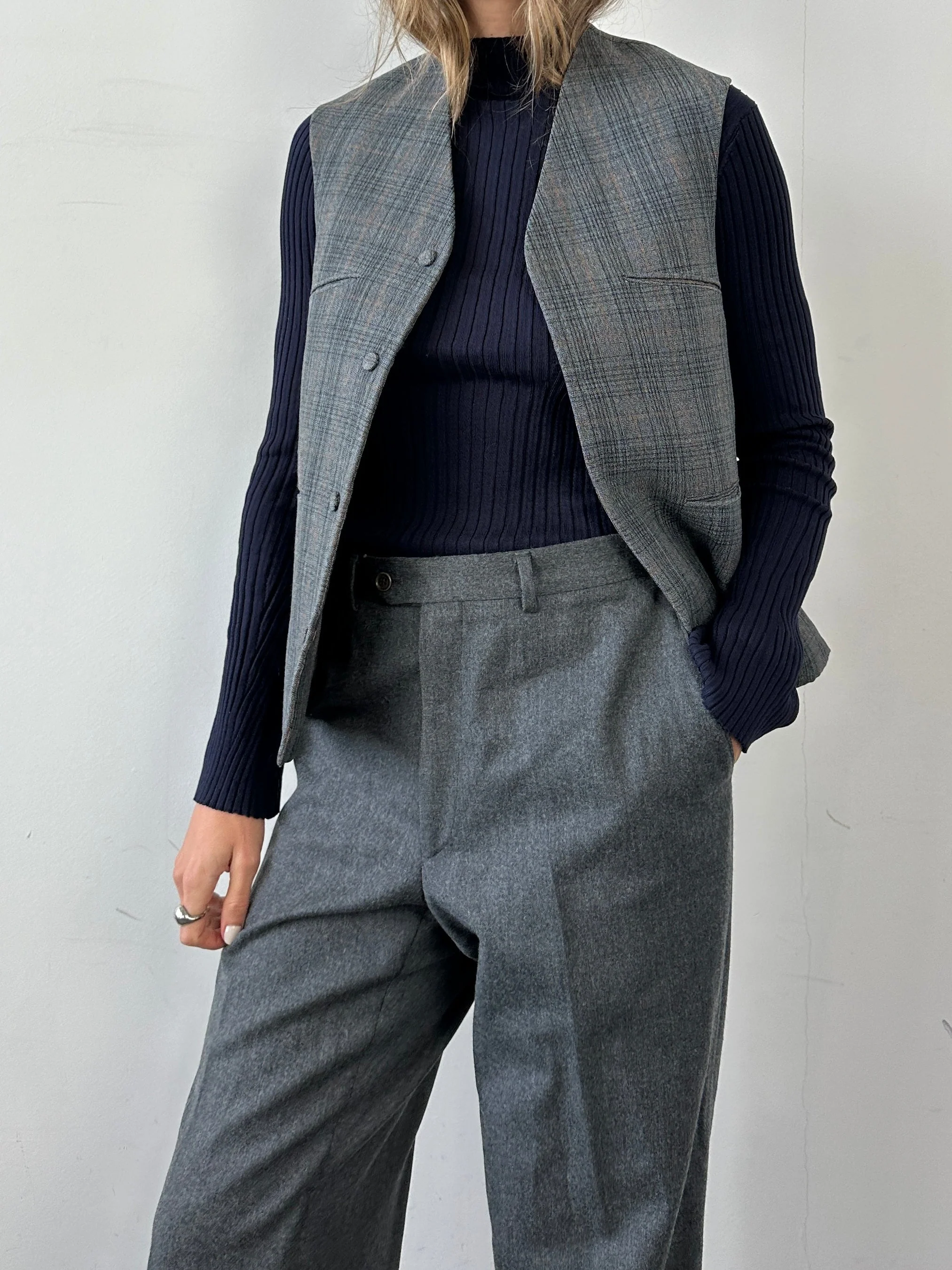 Vintage Check Handmade Waistcoat - M - Image 3
