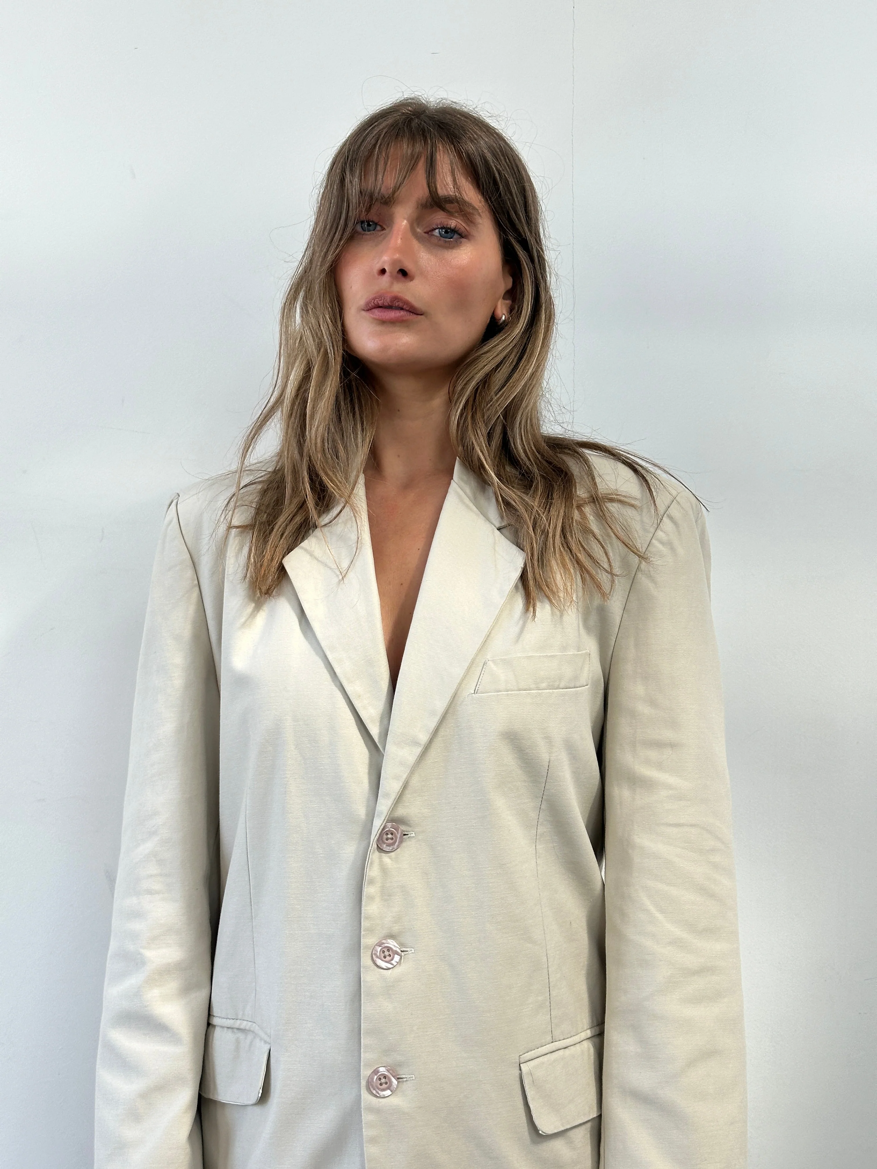 Vintage Cotton Single Breasted Blazer - L - Image 12