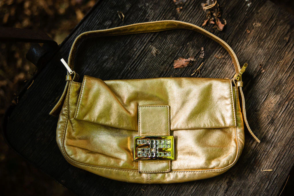 Vintage Fendi Gold Lamé Baguette — Sex & The City Era Collectible/ 2000's - Image 3