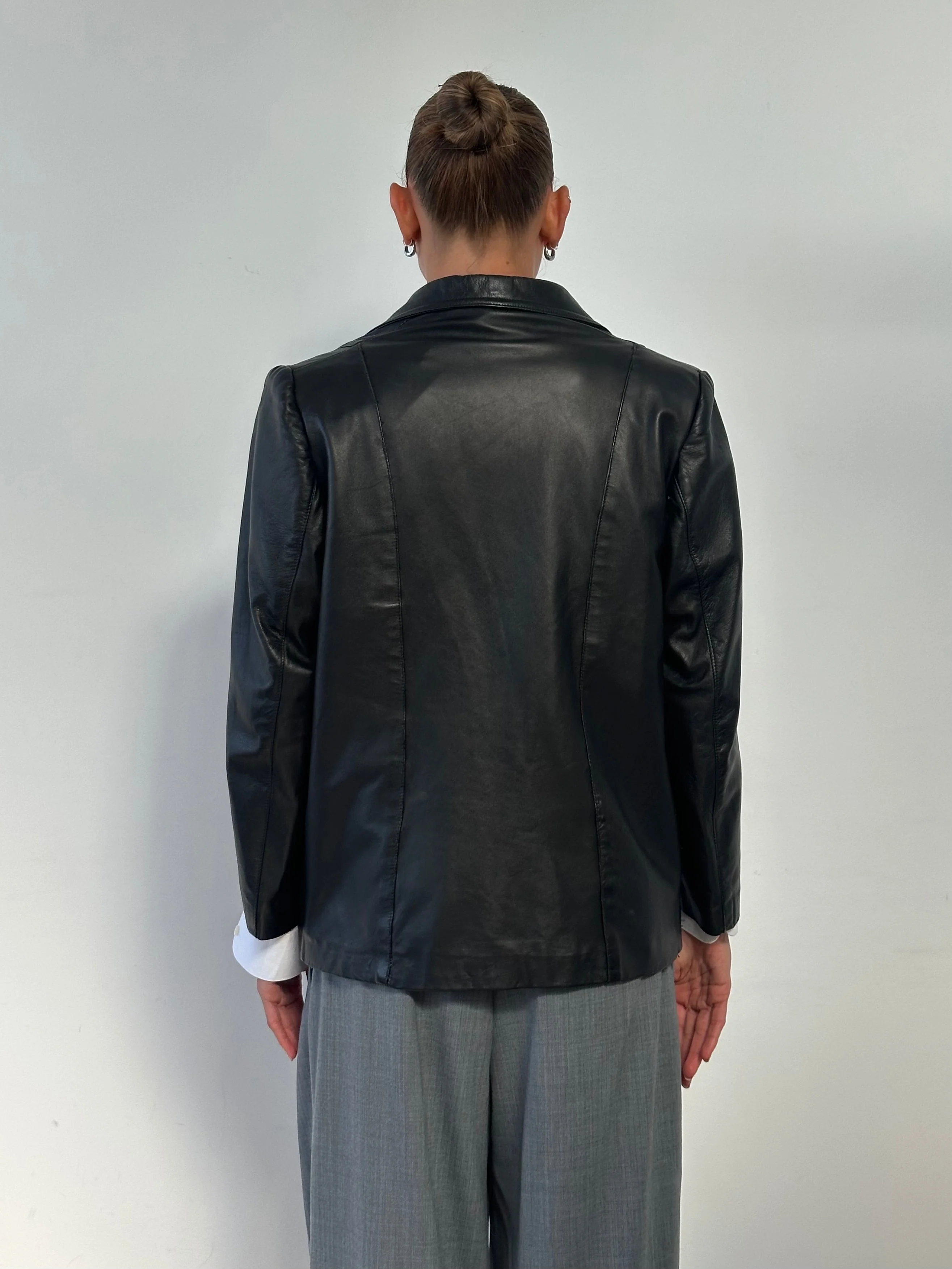 Vintage Single Button Leather Blazer Jacket - M - Image 7