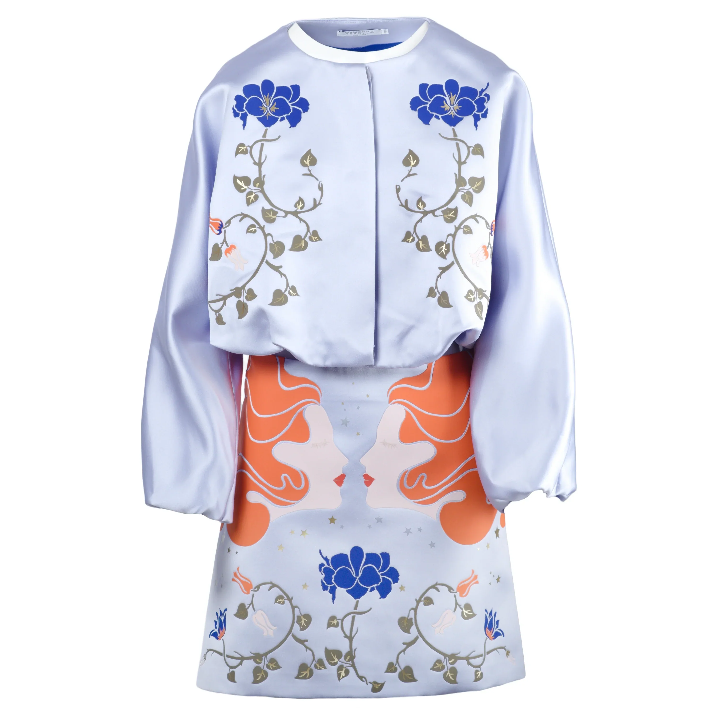 Vivetta Blue Floral Jacket and Skirt Set - '20s