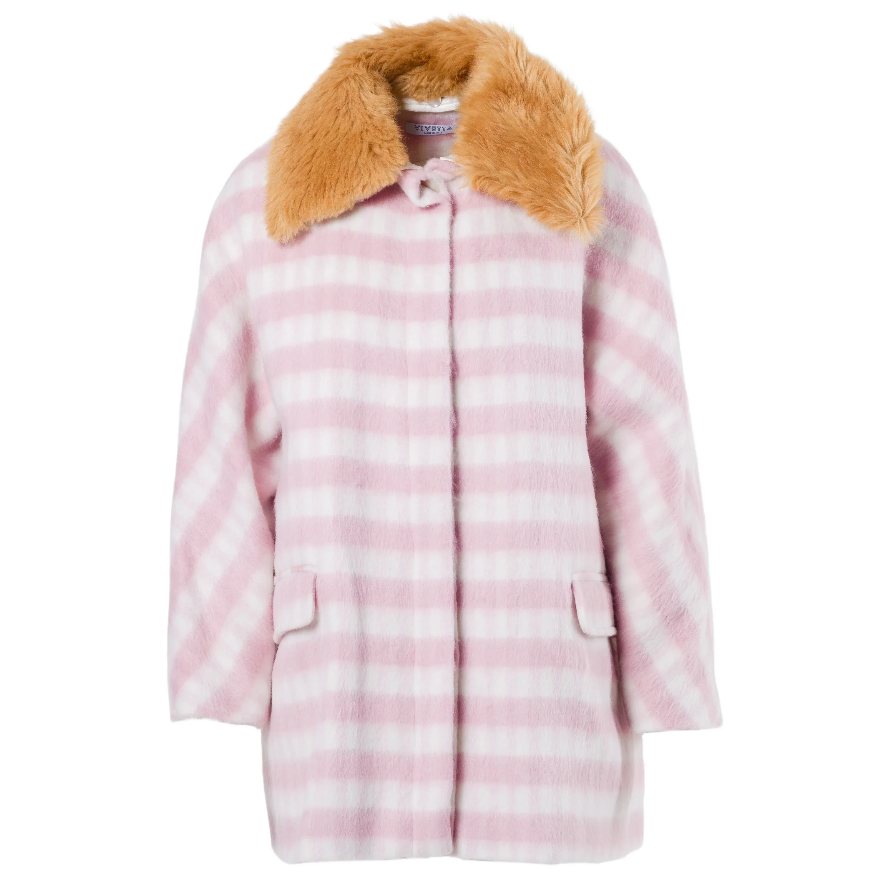 Vivetta Striped Coat with Faux Fur Collar - '00s - Image 33