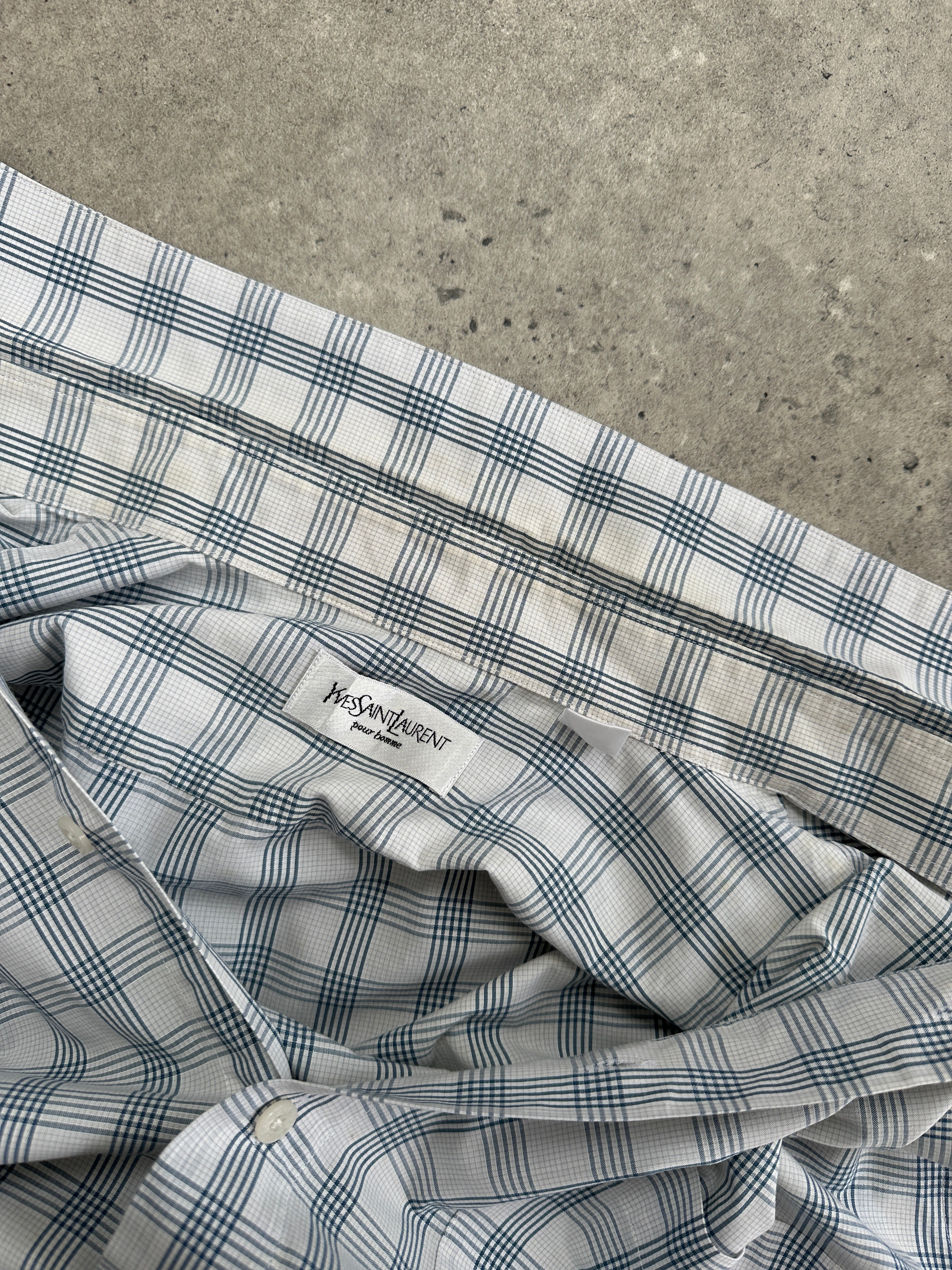 Yves Saint Laurent 2000s Cotton Check Short Sleeve Logo Shirt - XL - Image 57